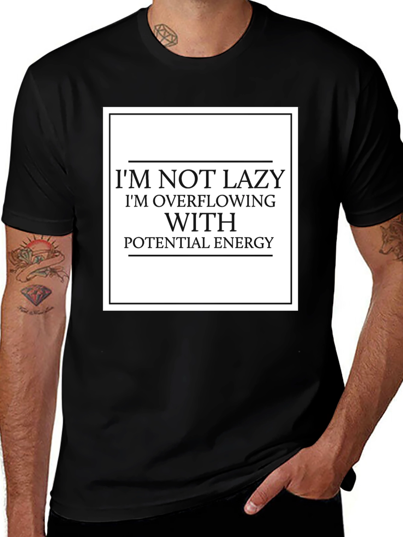 Funny Lazy Potential Energy Graphic T-Shirt