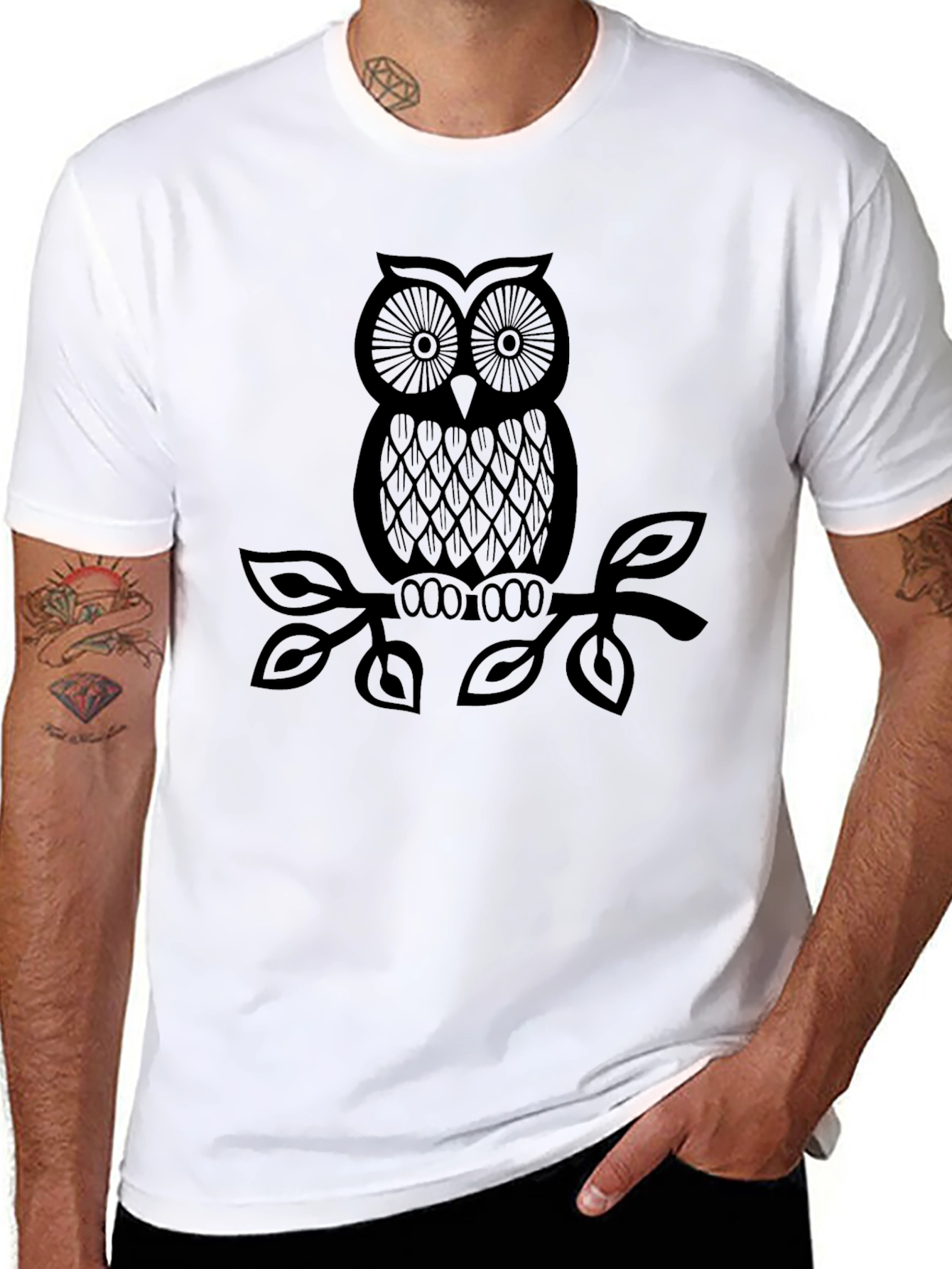 Owl Graphic Tee - Stylish Black Print Shirt