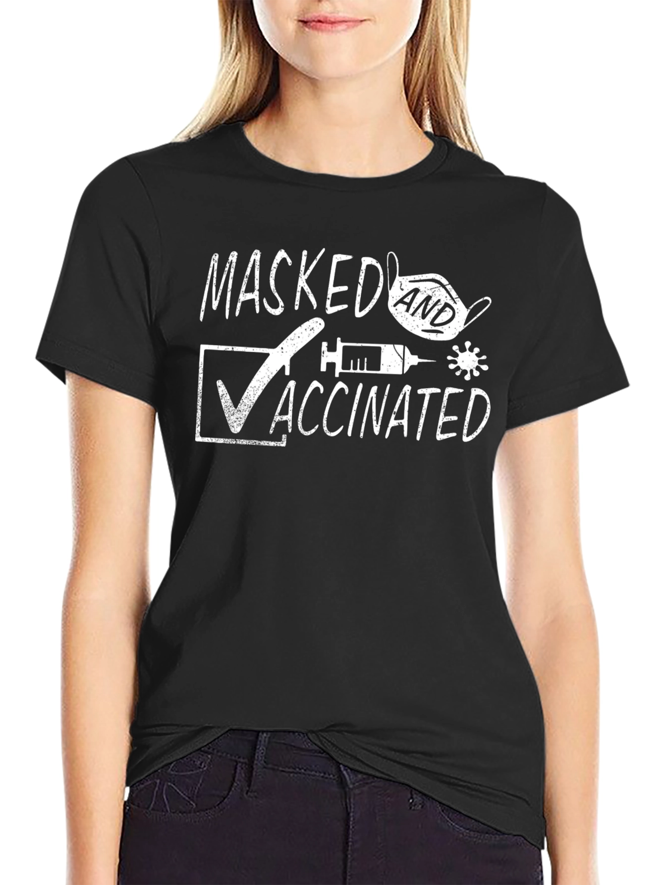 Masked and Vaccinated Graphic T-Shirt - Pandemic Protection