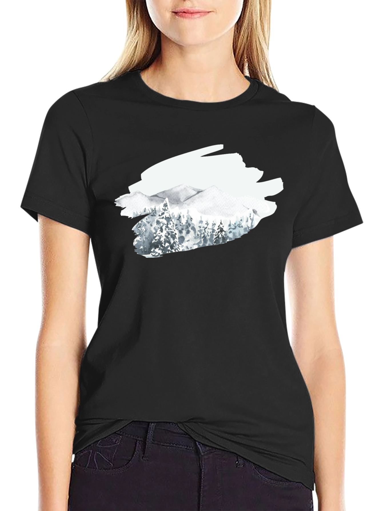 Mountain Scene Graphic T-Shirt - Black