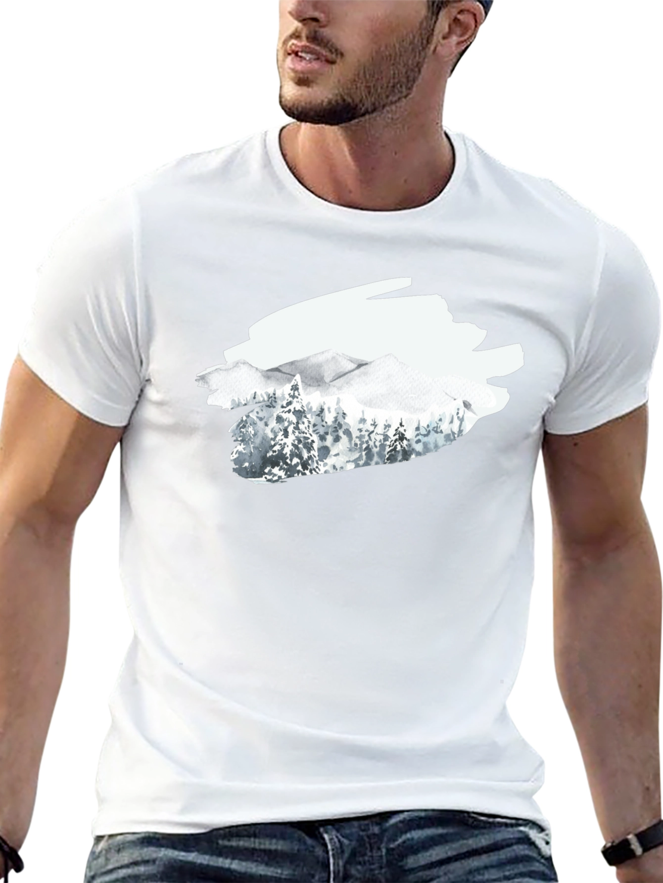 Mountain Scene Graphic T-Shirt - Black