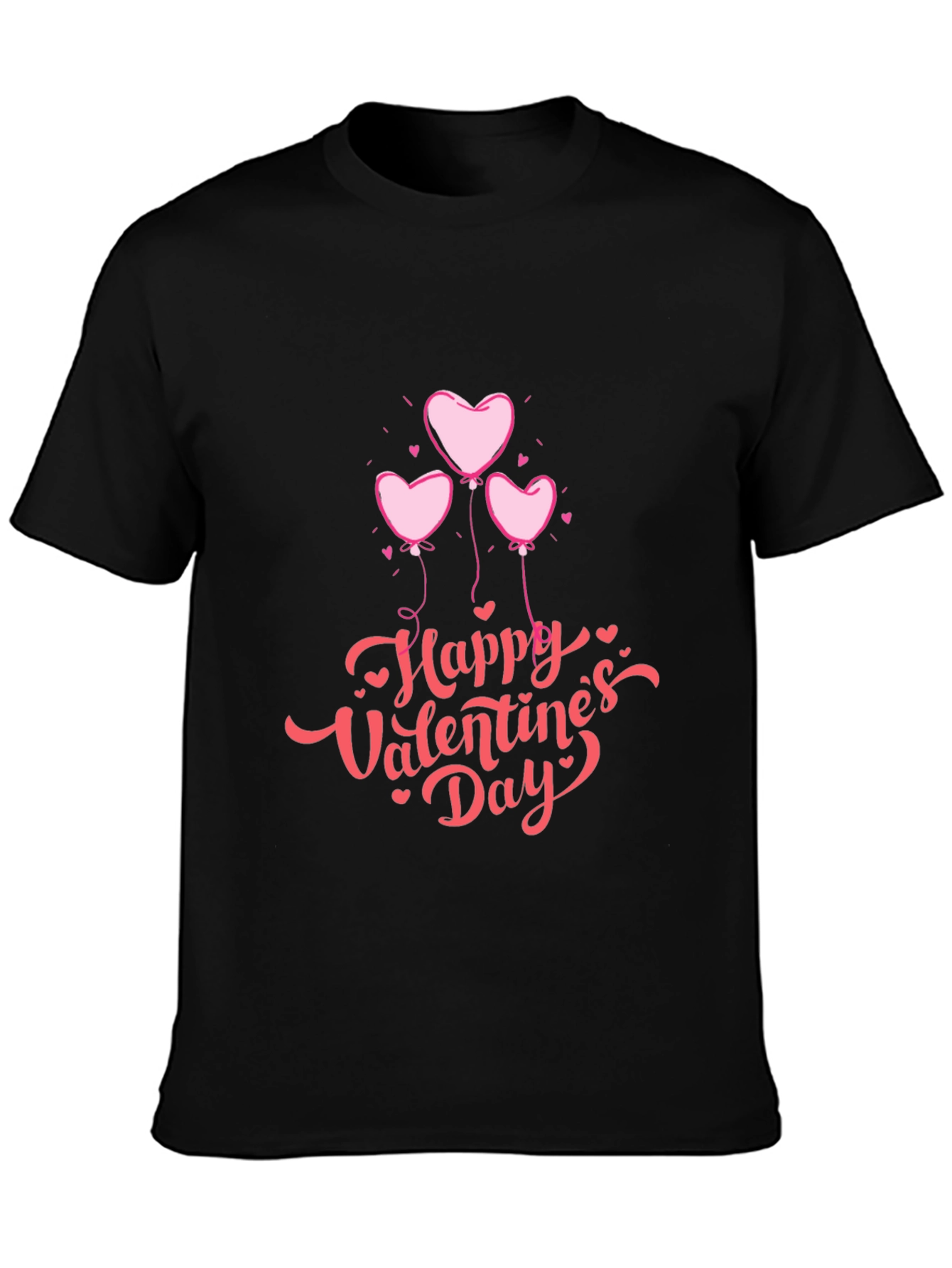Valentines Day Heart Balloons Black T-Shirt