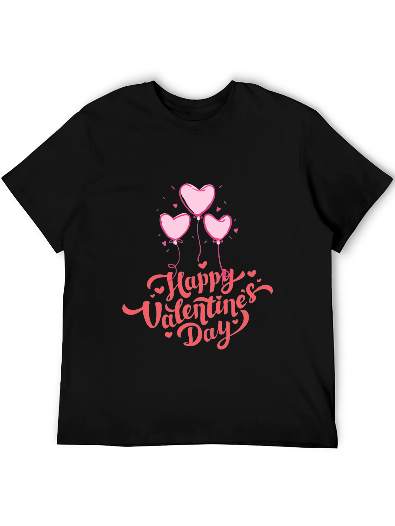 Valentines Day Heart Balloons Black T-Shirt