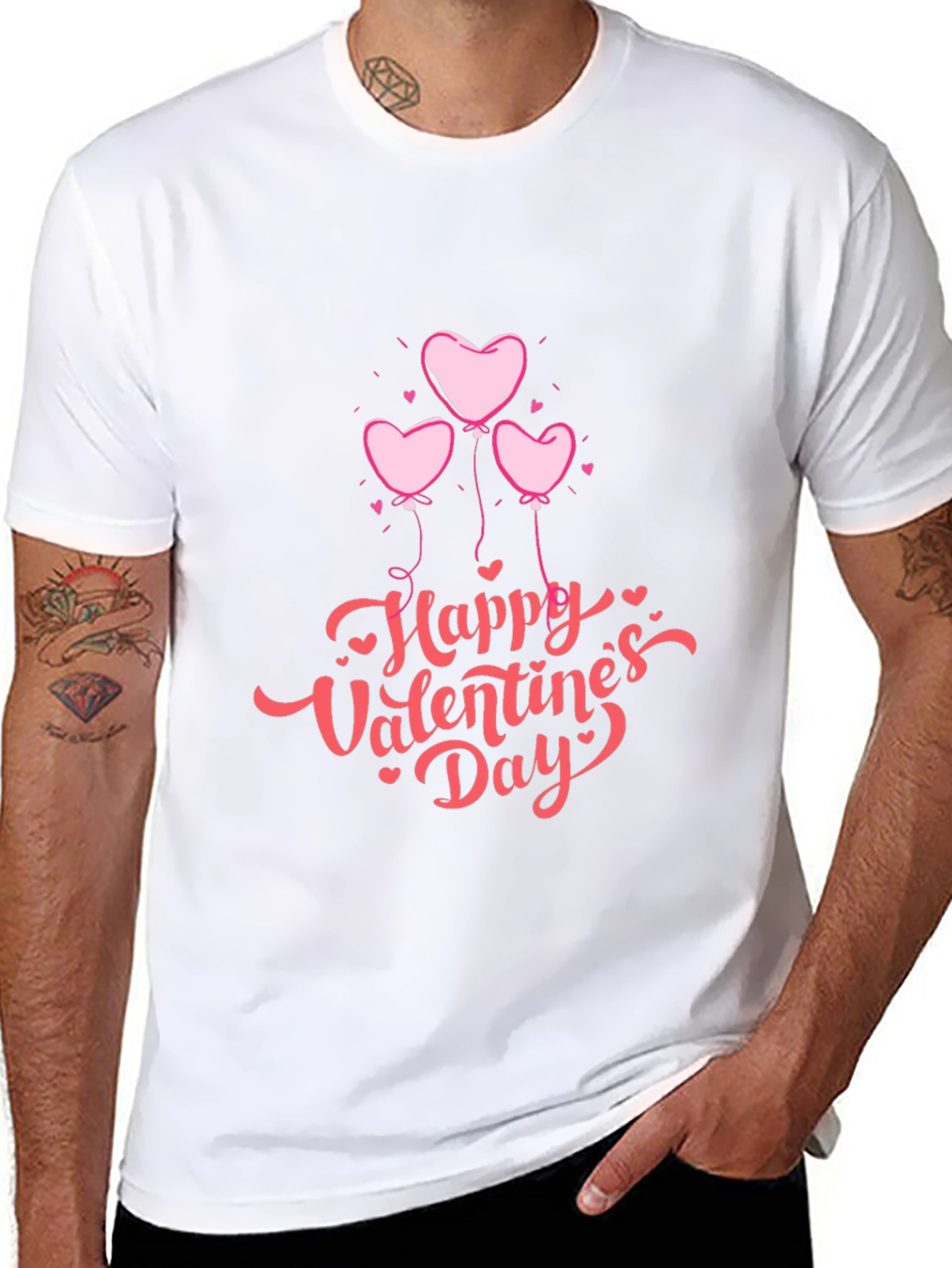 Valentines Day Heart Balloons Black T-Shirt