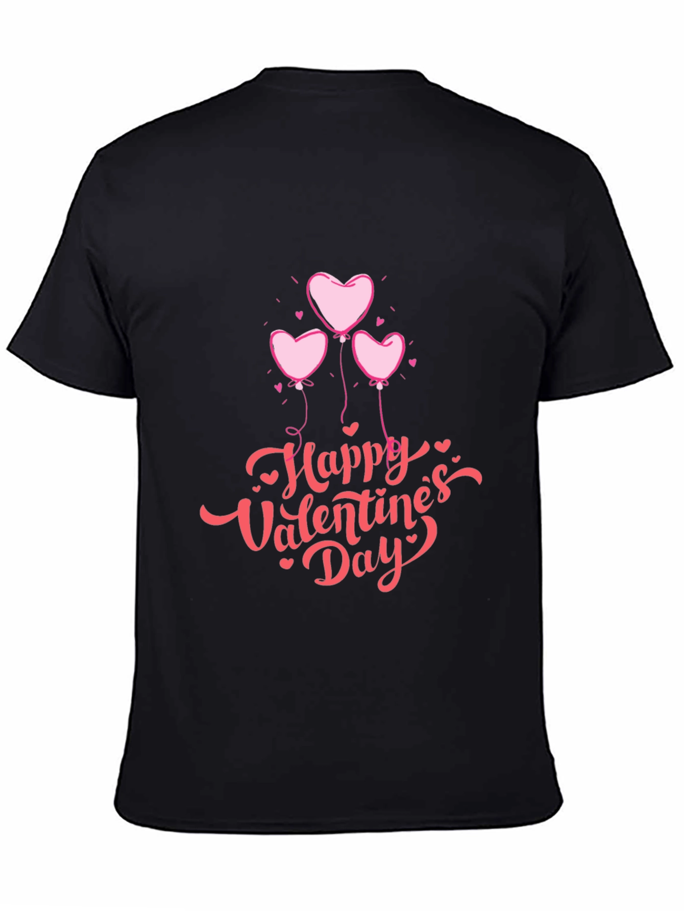 Valentines Day Heart Balloons Black T-Shirt