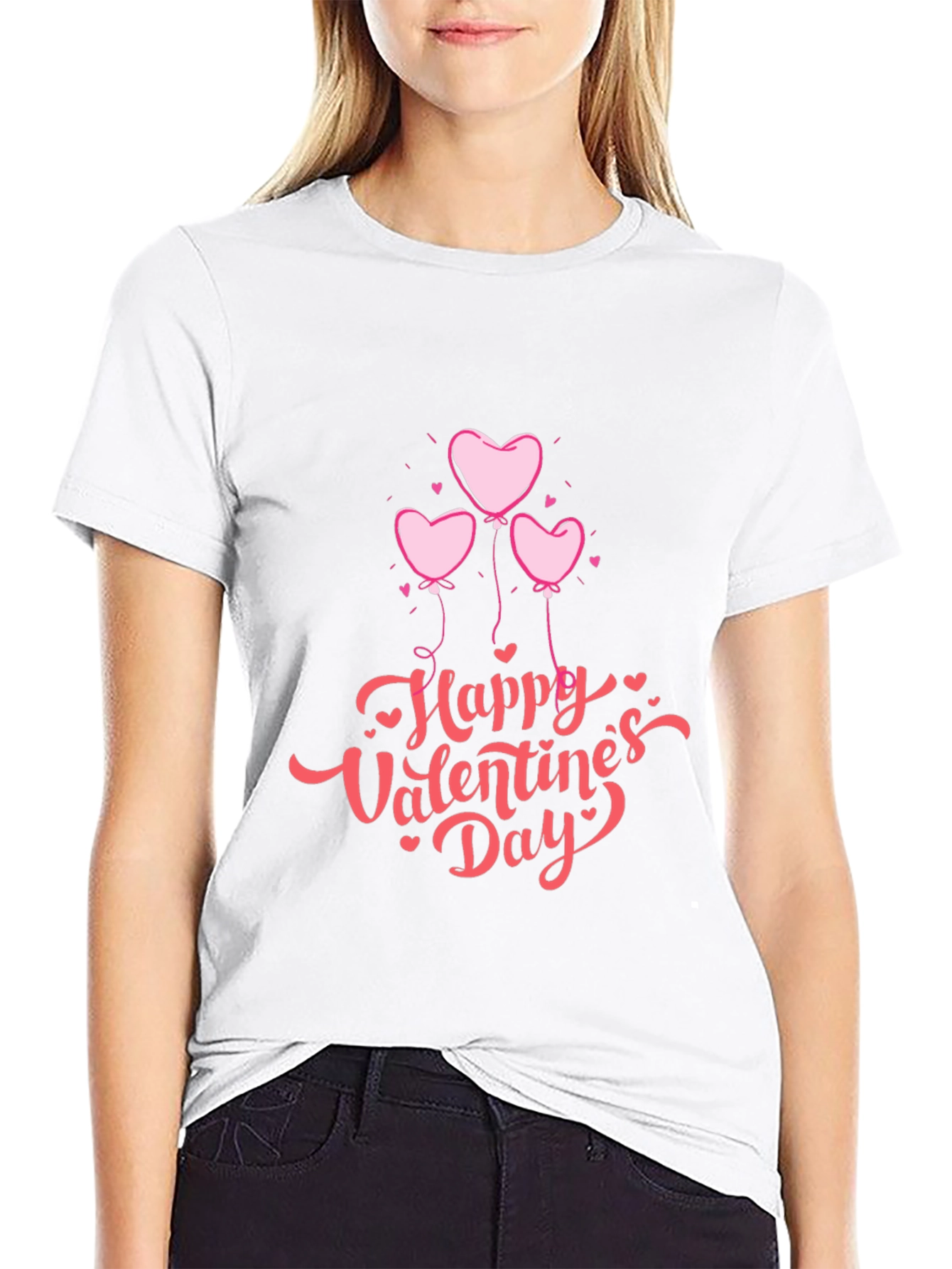 Valentines Day Heart Balloons Black T-Shirt