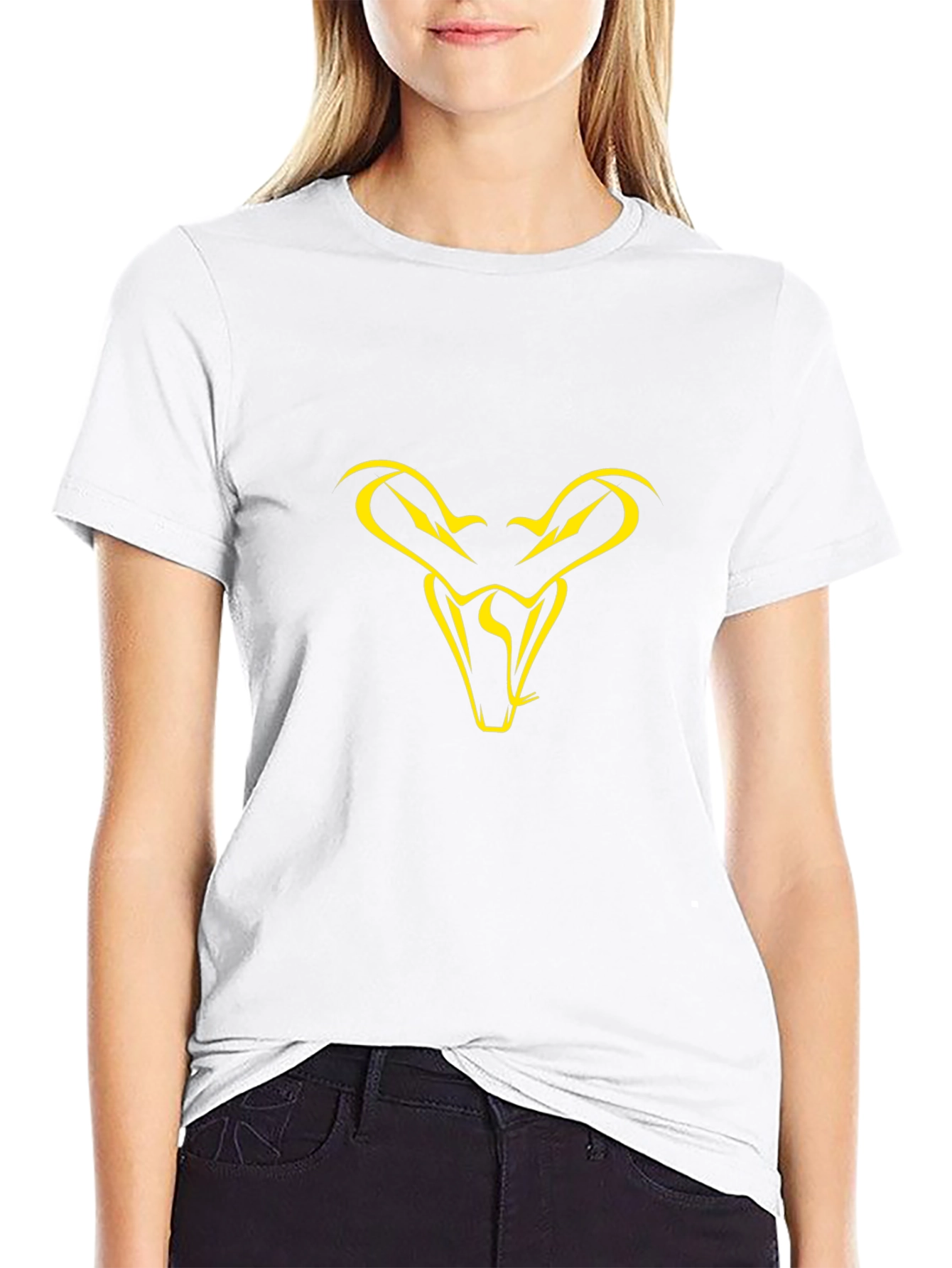 Black T-Shirt with Yellow Snake Head Graphic