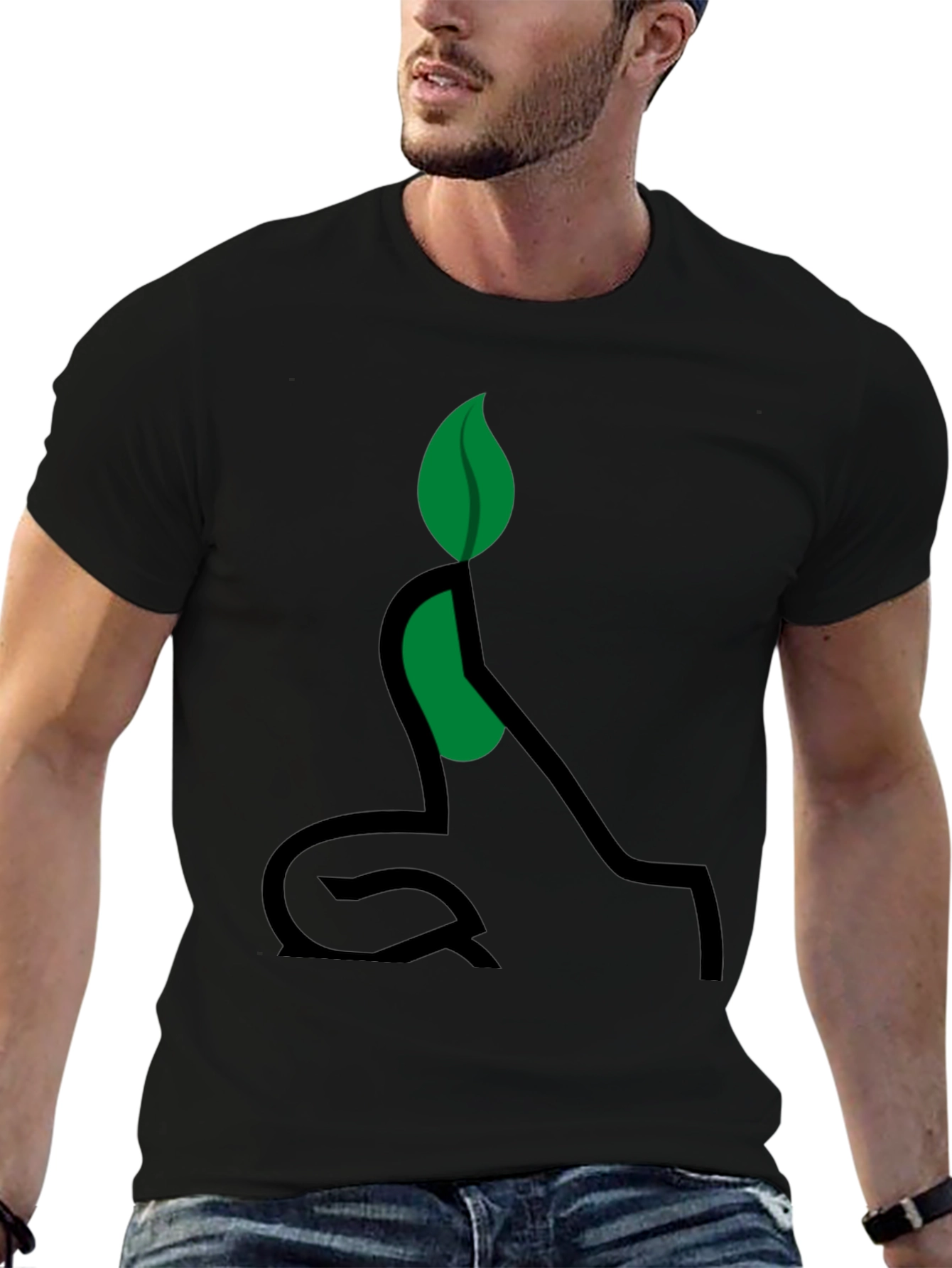 Eco-Friendly Plant Yoga T-Shirt - Black