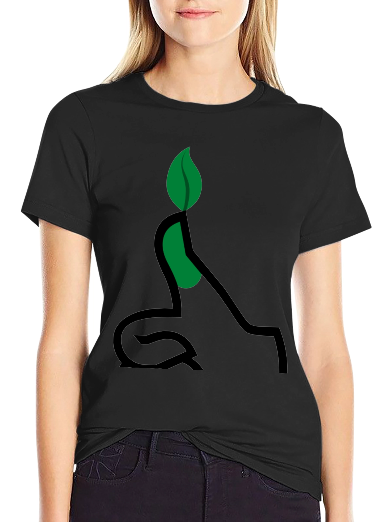 Eco-Friendly Plant Yoga T-Shirt - Black