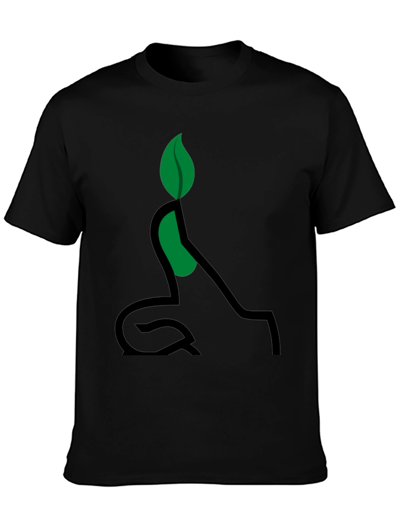 Eco-Friendly Plant Yoga T-Shirt - Black