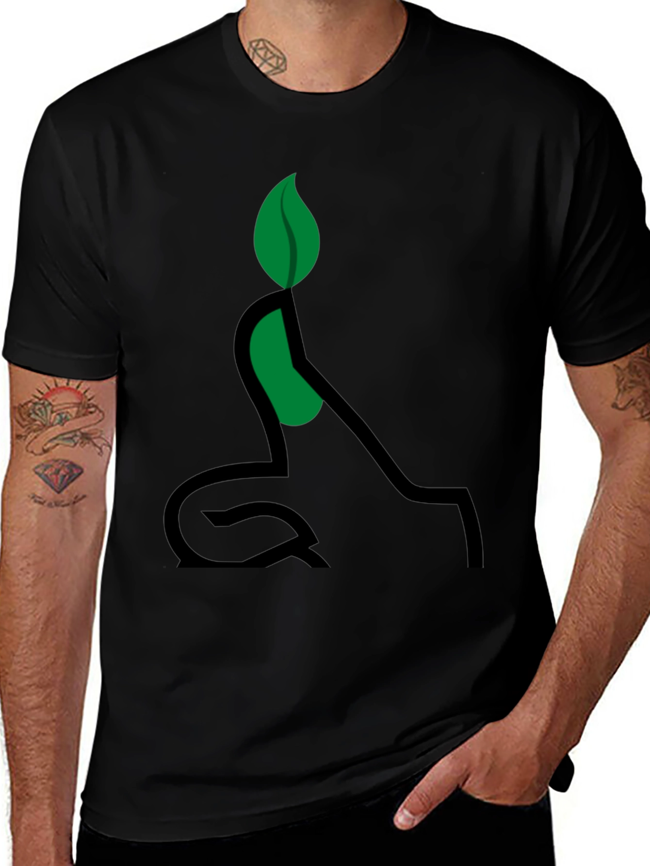Eco-Friendly Plant Yoga T-Shirt - Black