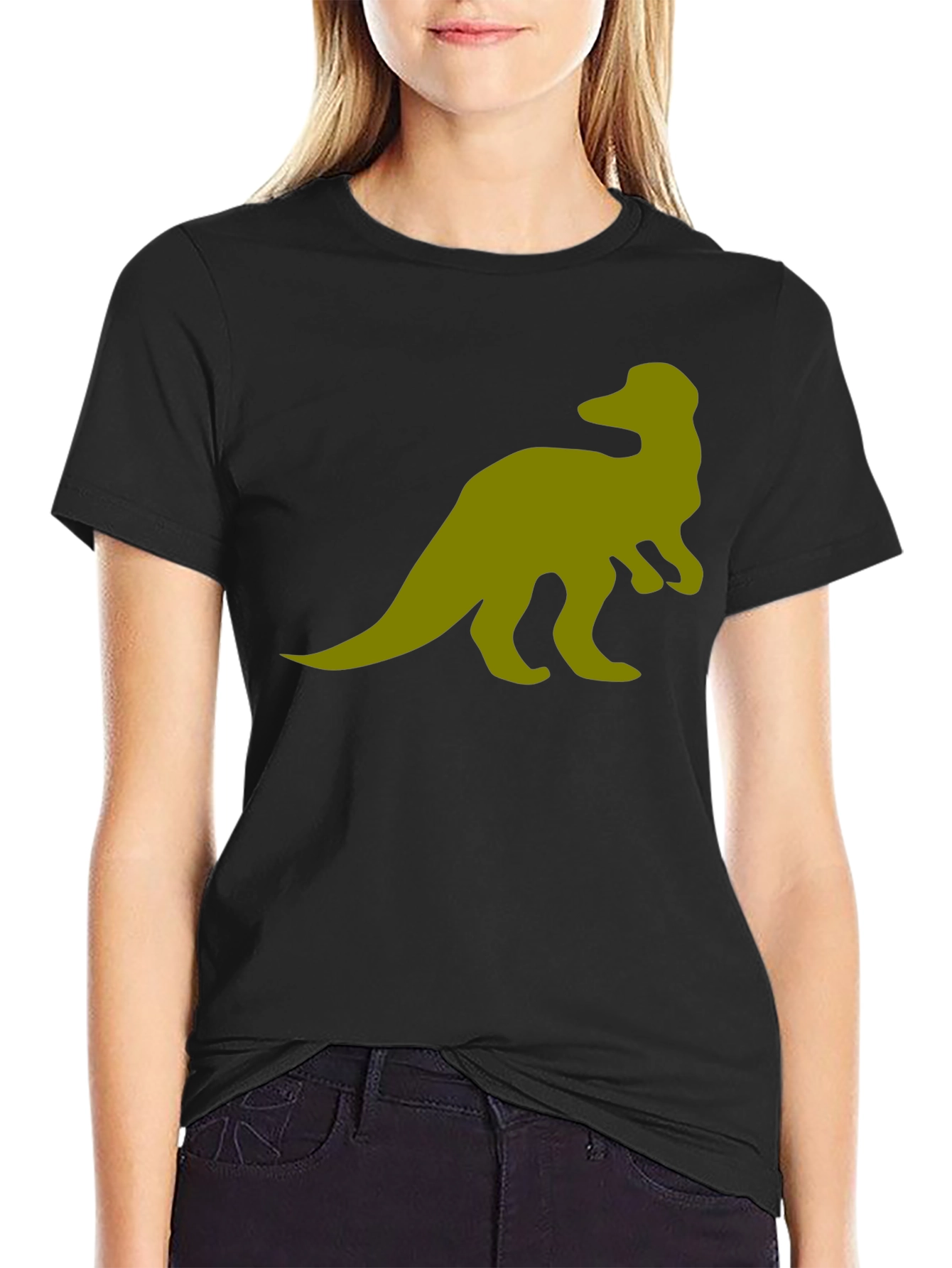 Dinosaur Graphic Tee - Black Cotton T-Shirt