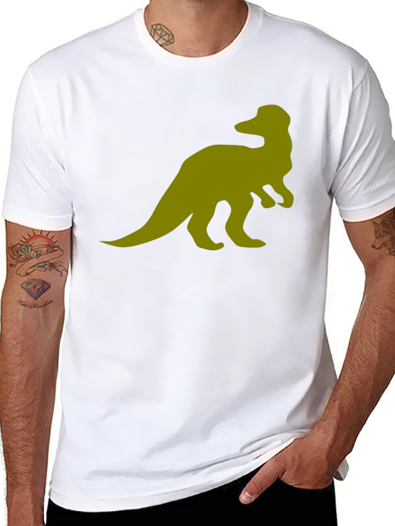 Dinosaur Graphic Tee - Black Cotton T-Shirt