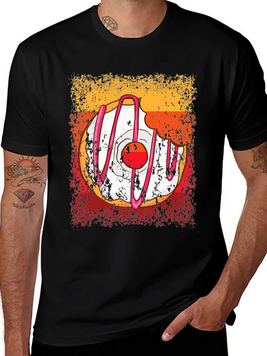 Donut Graphic Tee - Distressed Style Bite Mark Sweet Tooth Fashion
