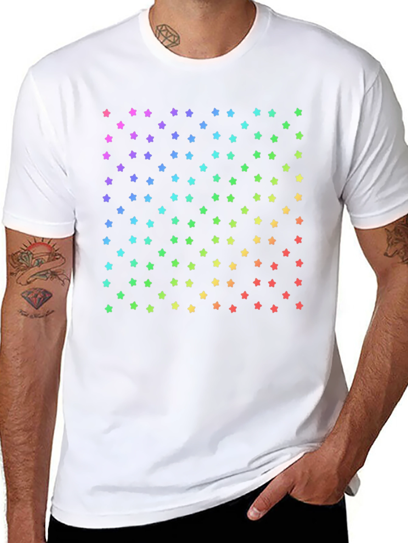 Rainbow Stars Black T-Shirt