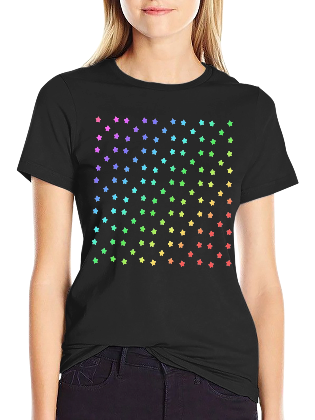 Rainbow Stars Black T-Shirt