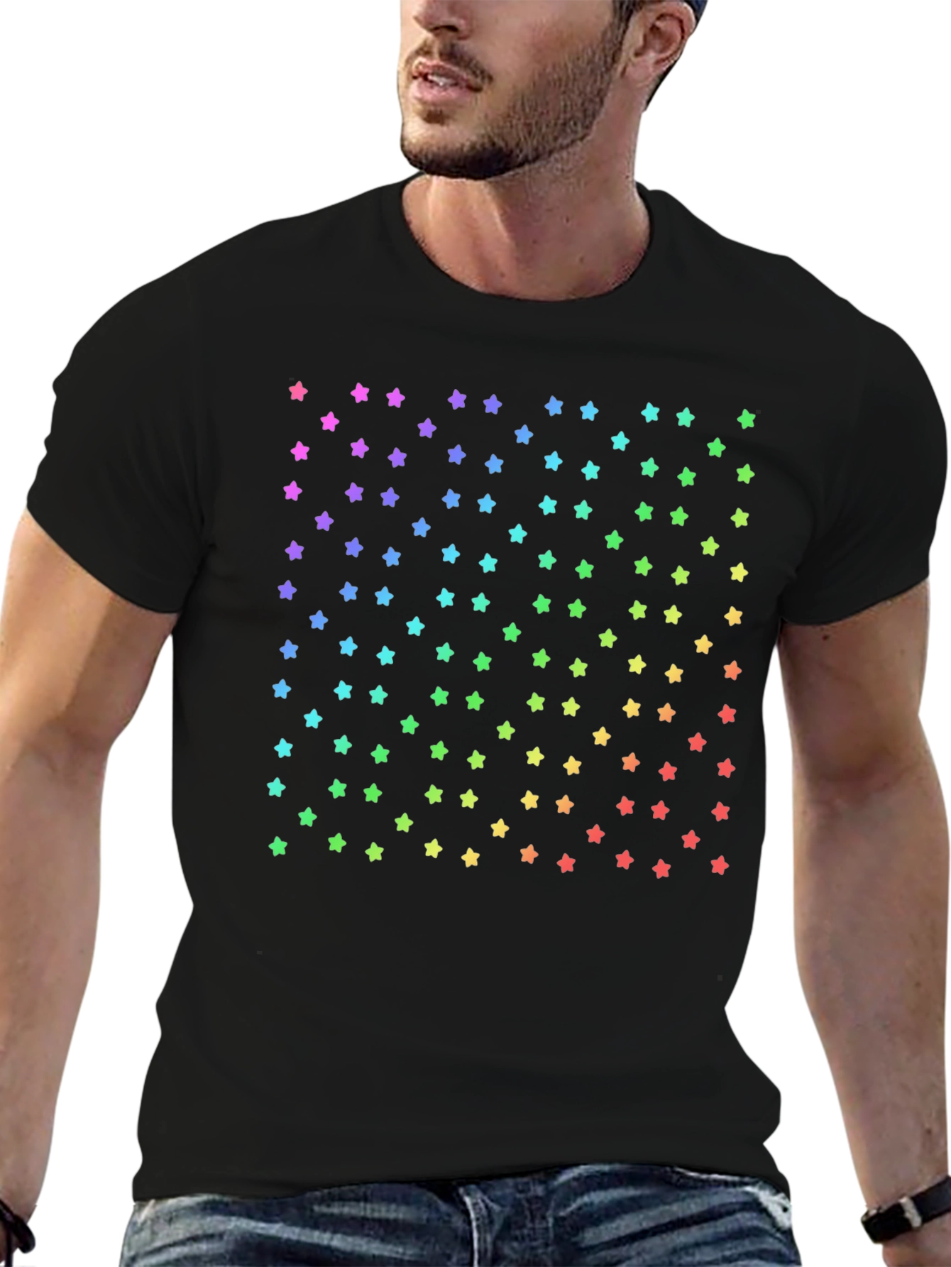 Rainbow Stars Black T-Shirt