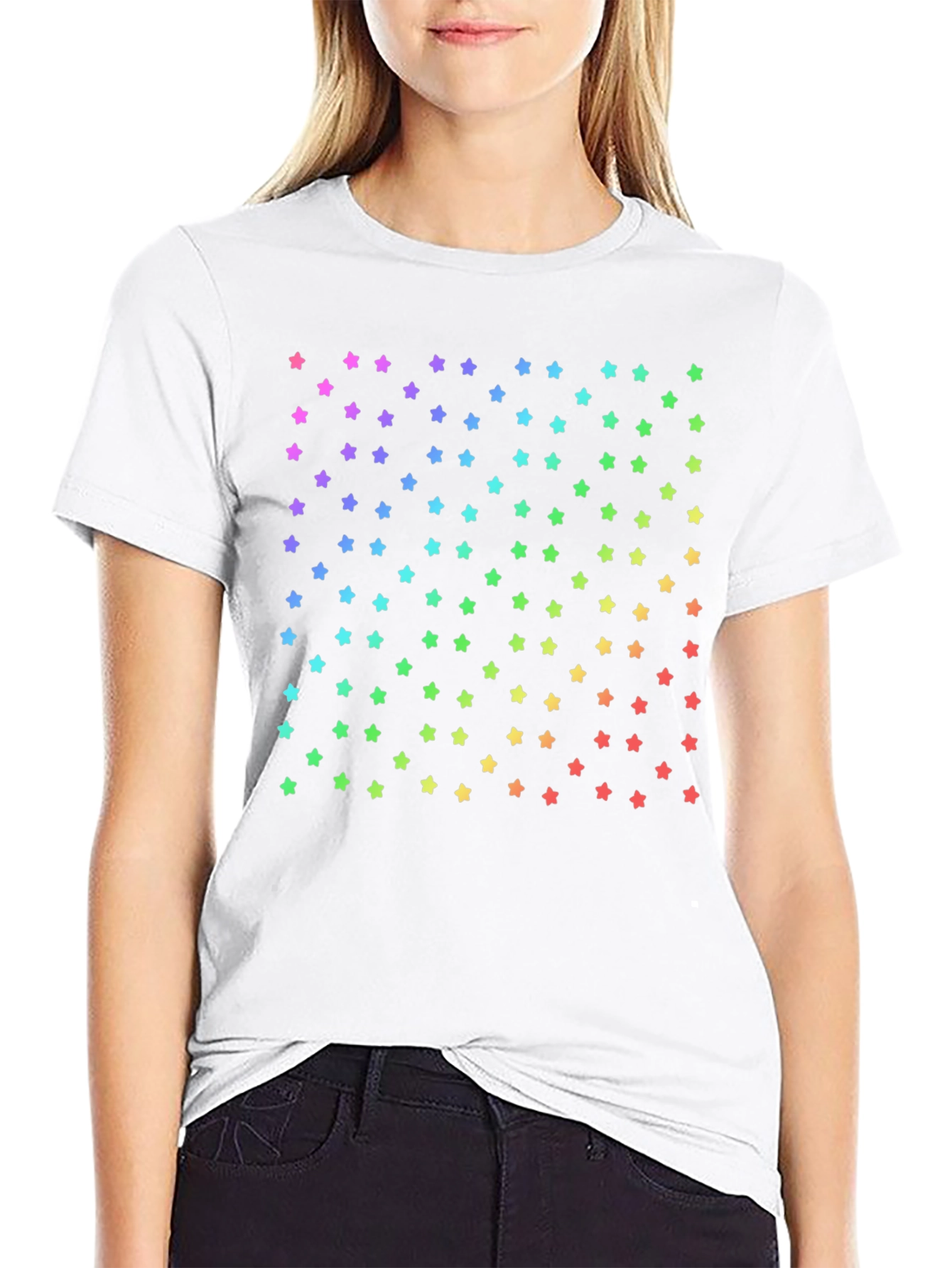 Rainbow Stars Black T-Shirt