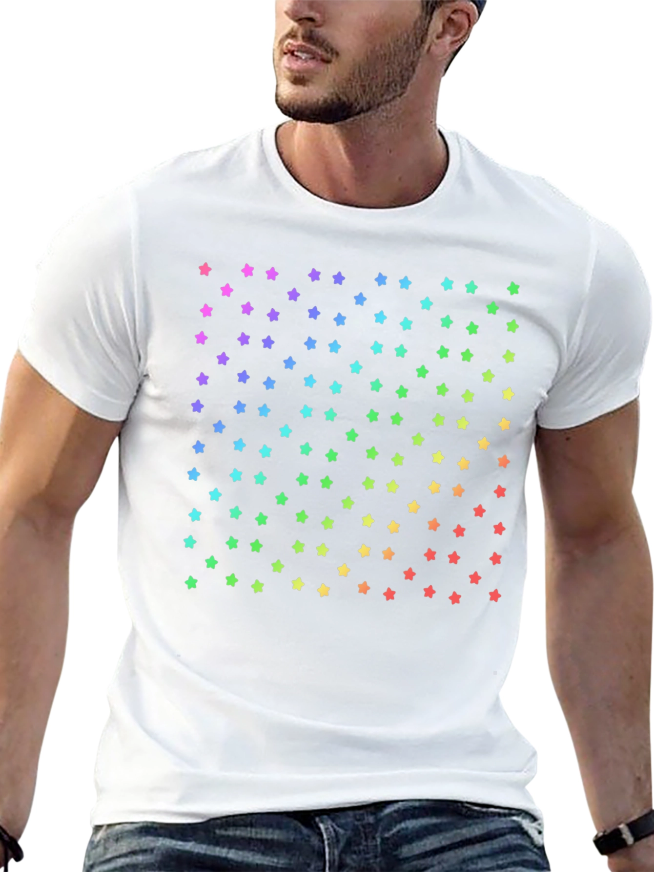 Rainbow Stars Black T-Shirt