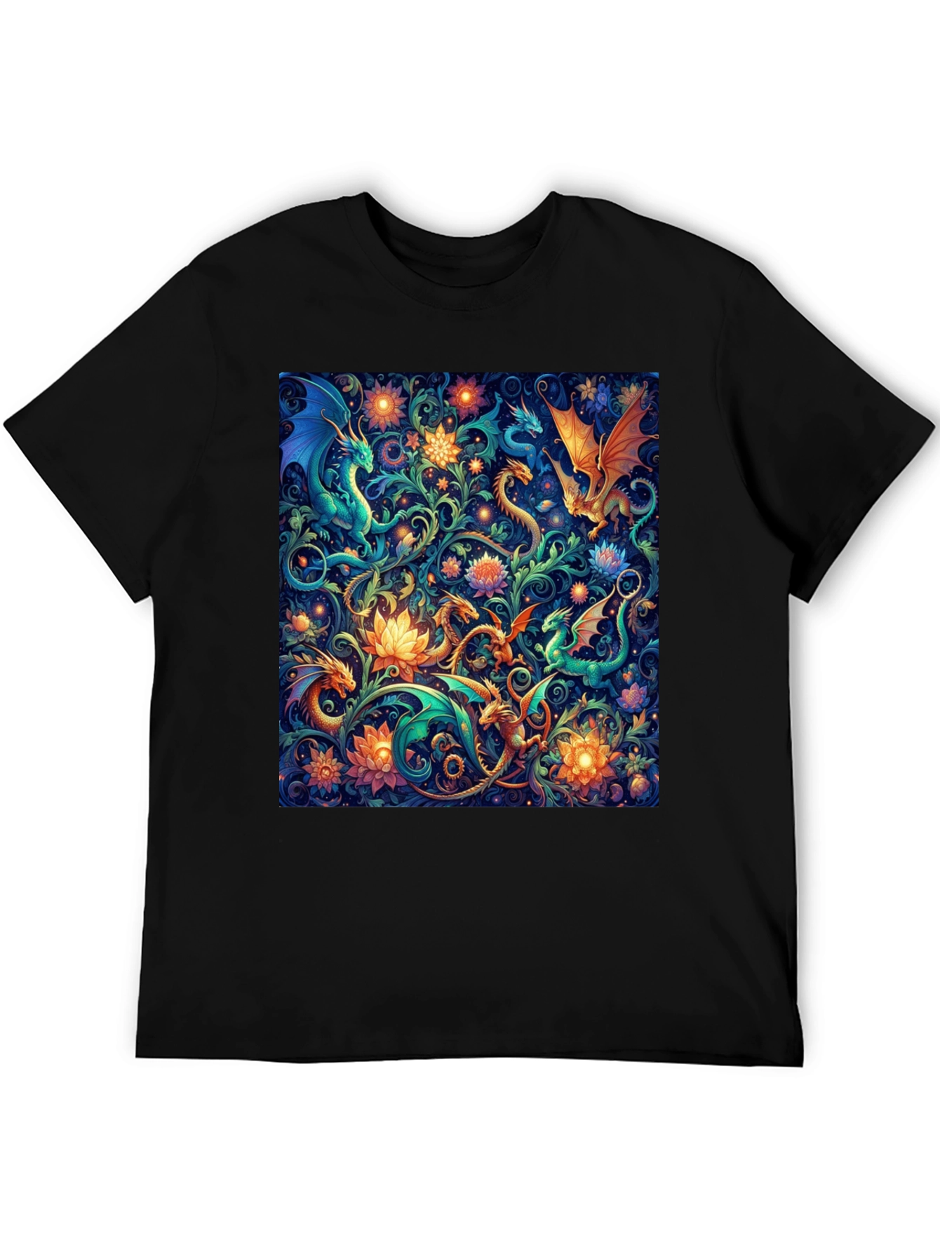 Dragon & Floral Print Tee