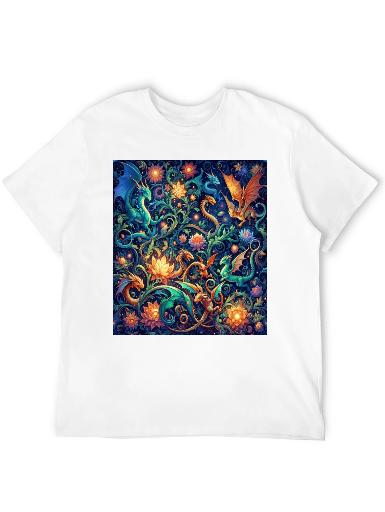 Dragon & Floral Print Tee
