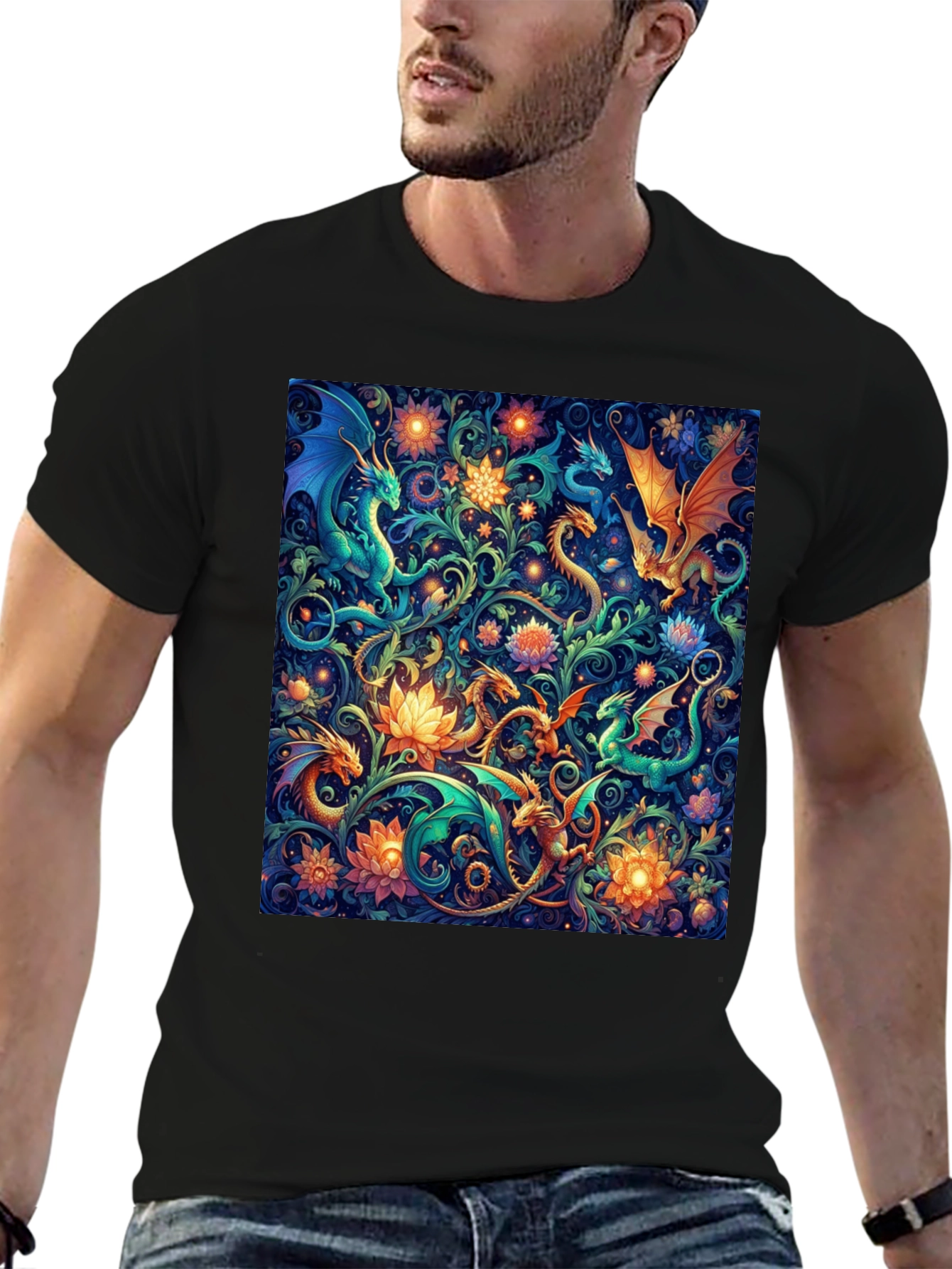 Dragon & Floral Print Tee