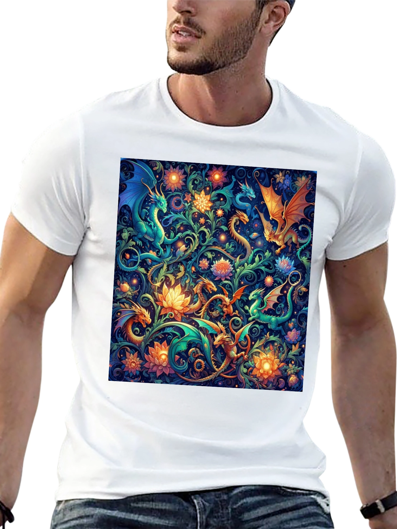 Dragon & Floral Print Tee