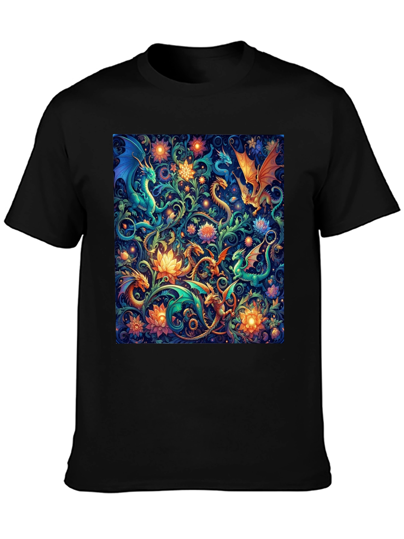 Dragon & Floral Print Tee