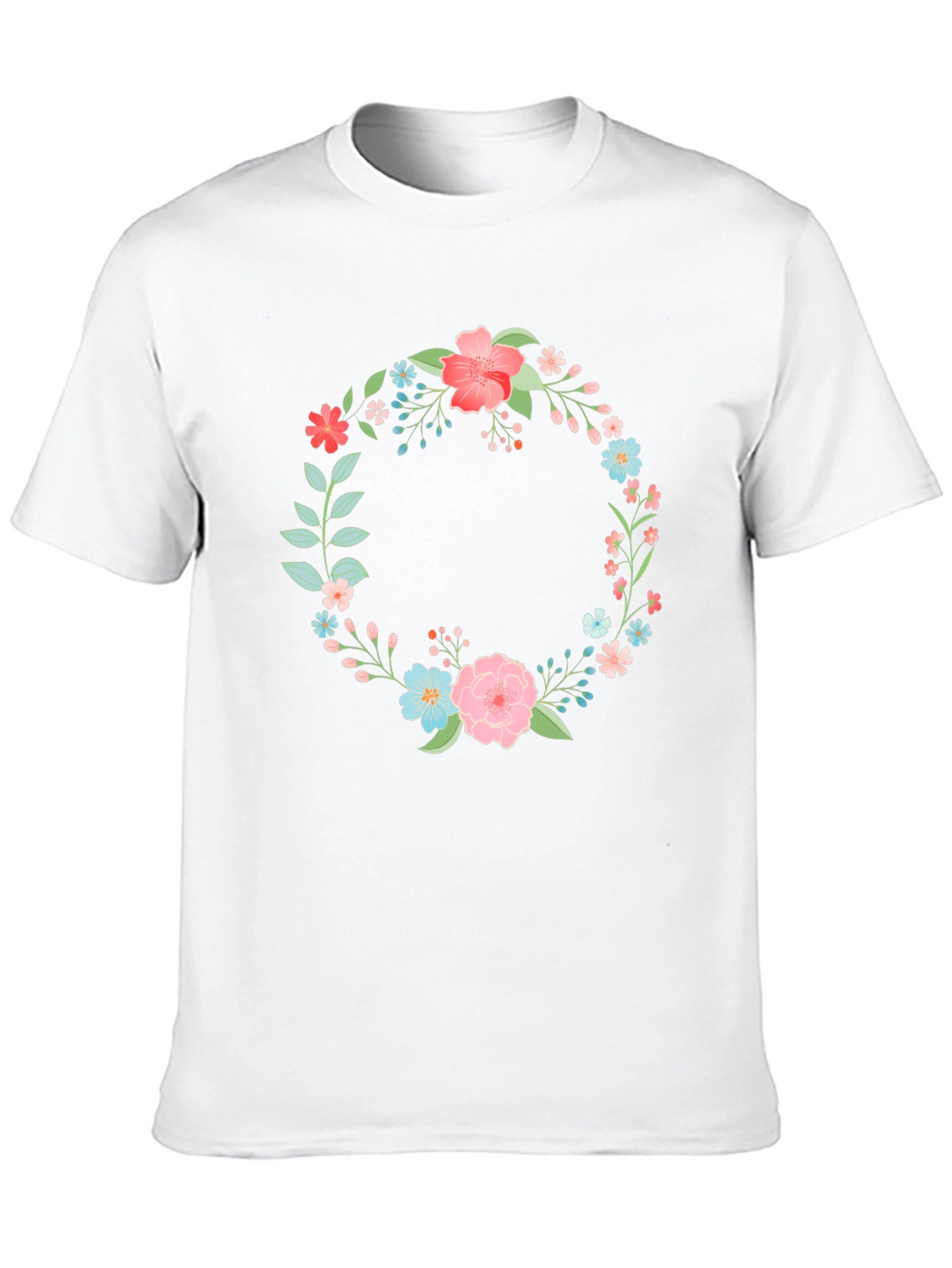 Floral Wreath Graphic Tee - Stylish Black T-Shirt