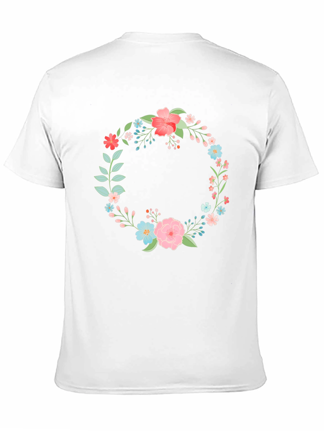 Floral Wreath Graphic Tee - Stylish Black T-Shirt
