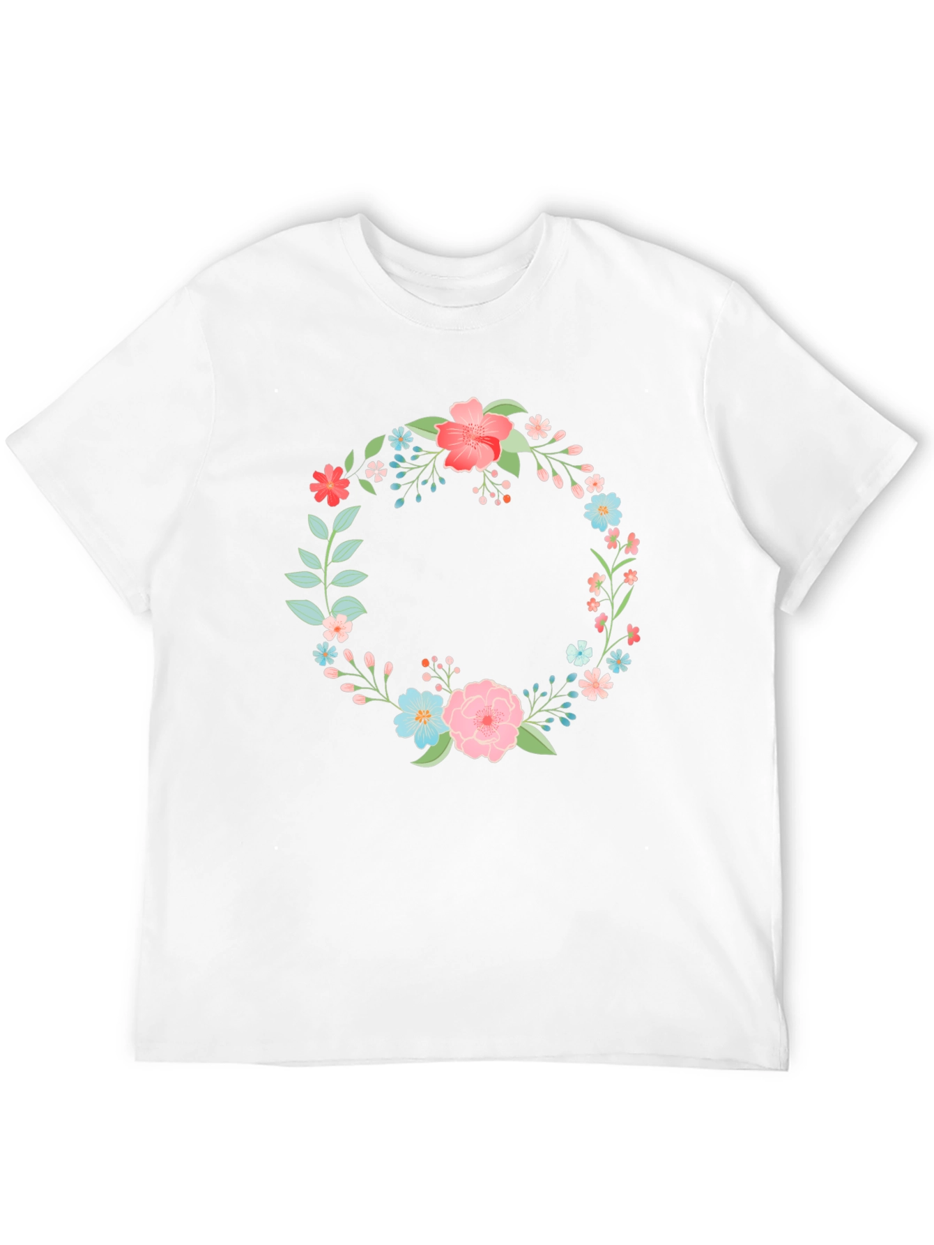 Floral Wreath Graphic Tee - Stylish Black T-Shirt