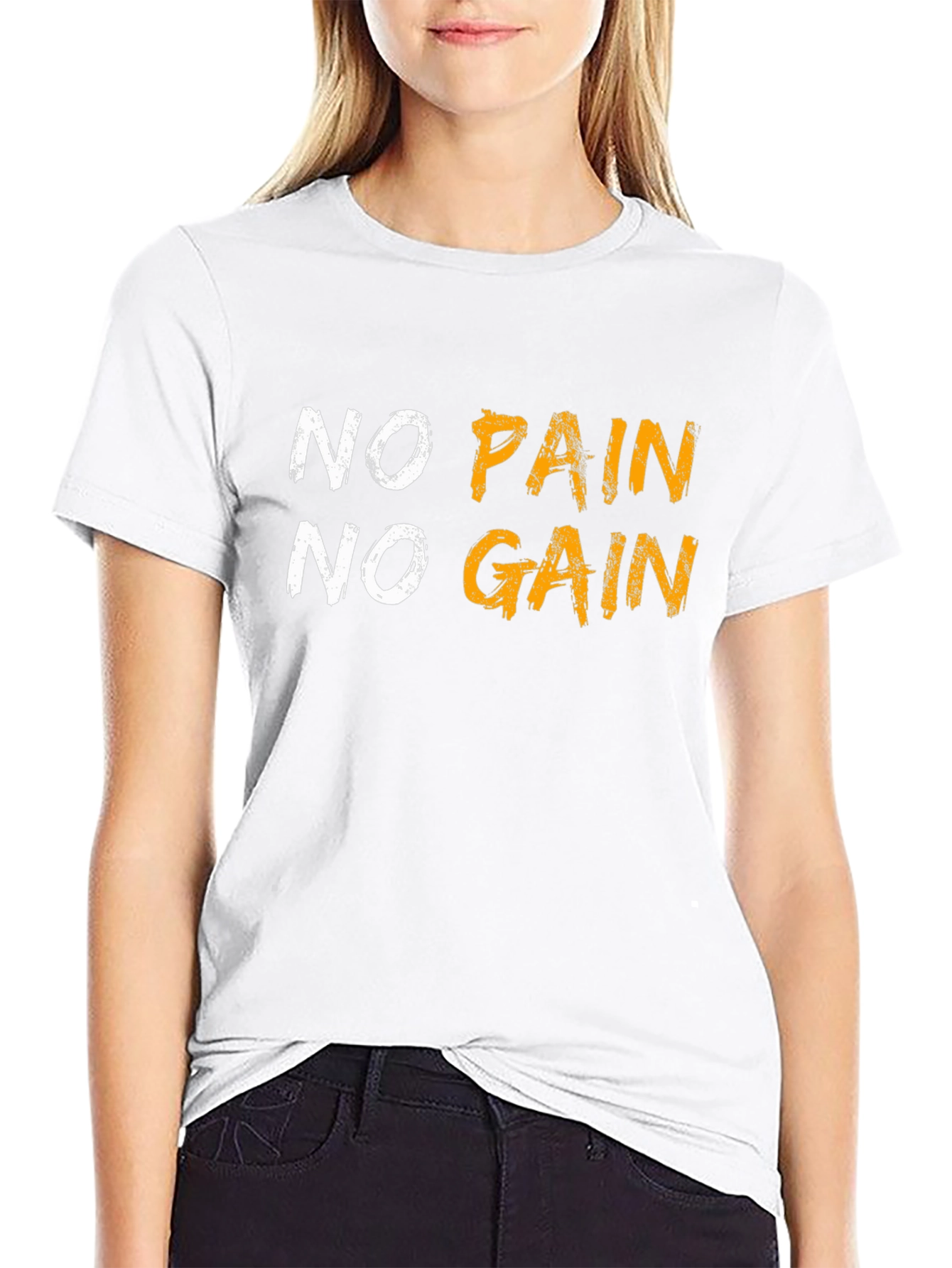Motivational No Pain No Gain Graphic Tee - Black