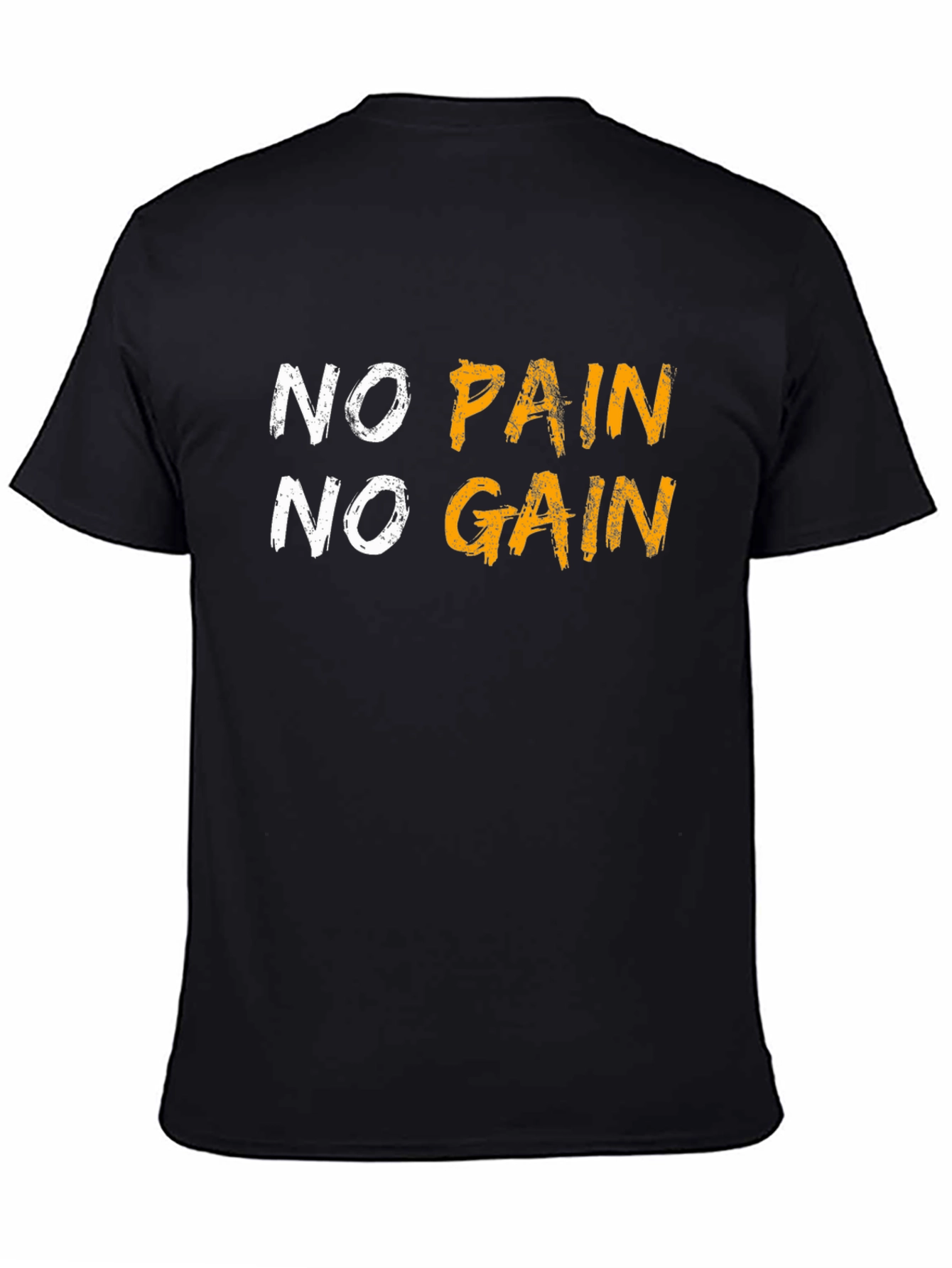 Motivational No Pain No Gain Graphic Tee - Black