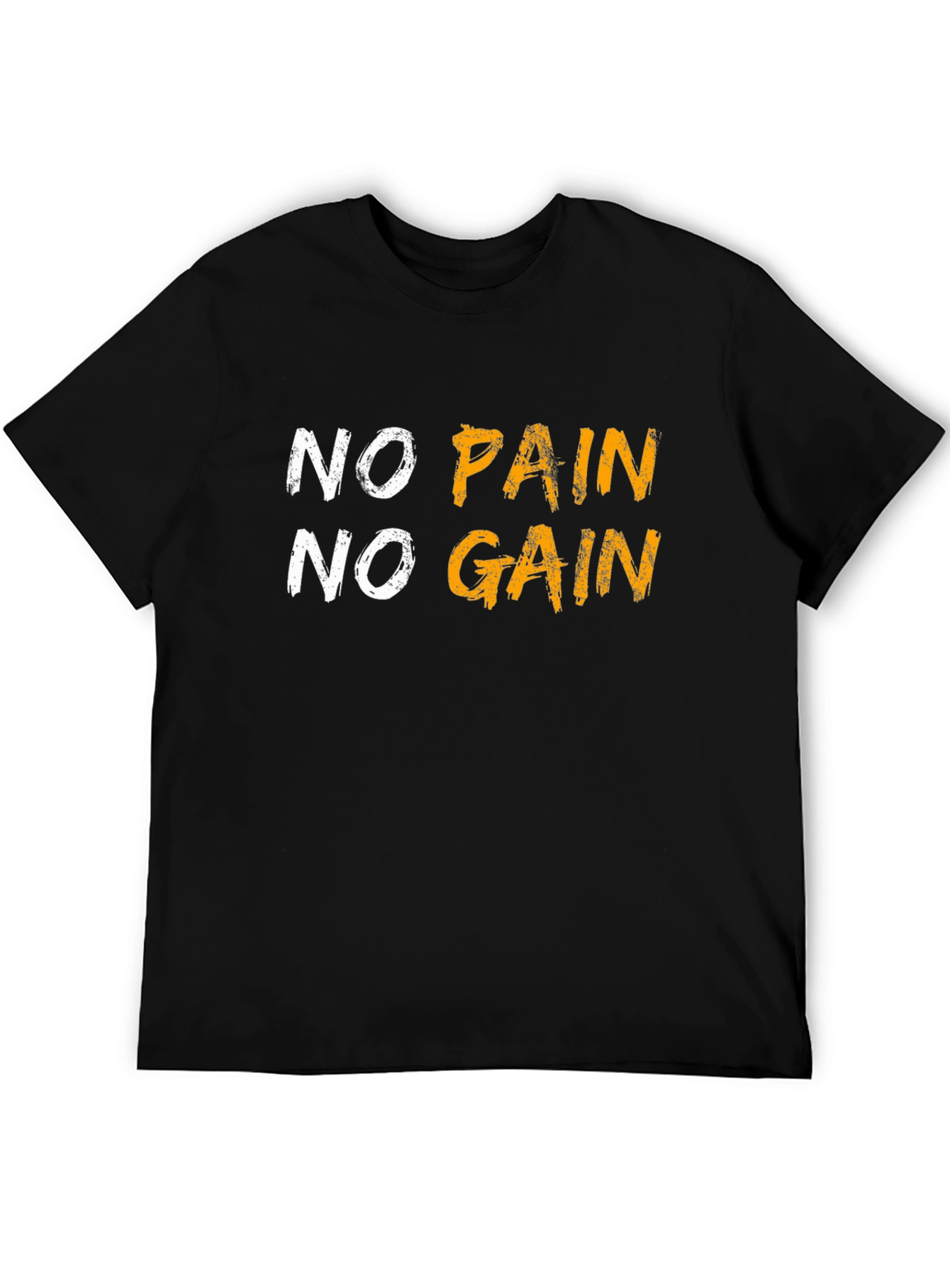 Motivational No Pain No Gain Graphic Tee - Black