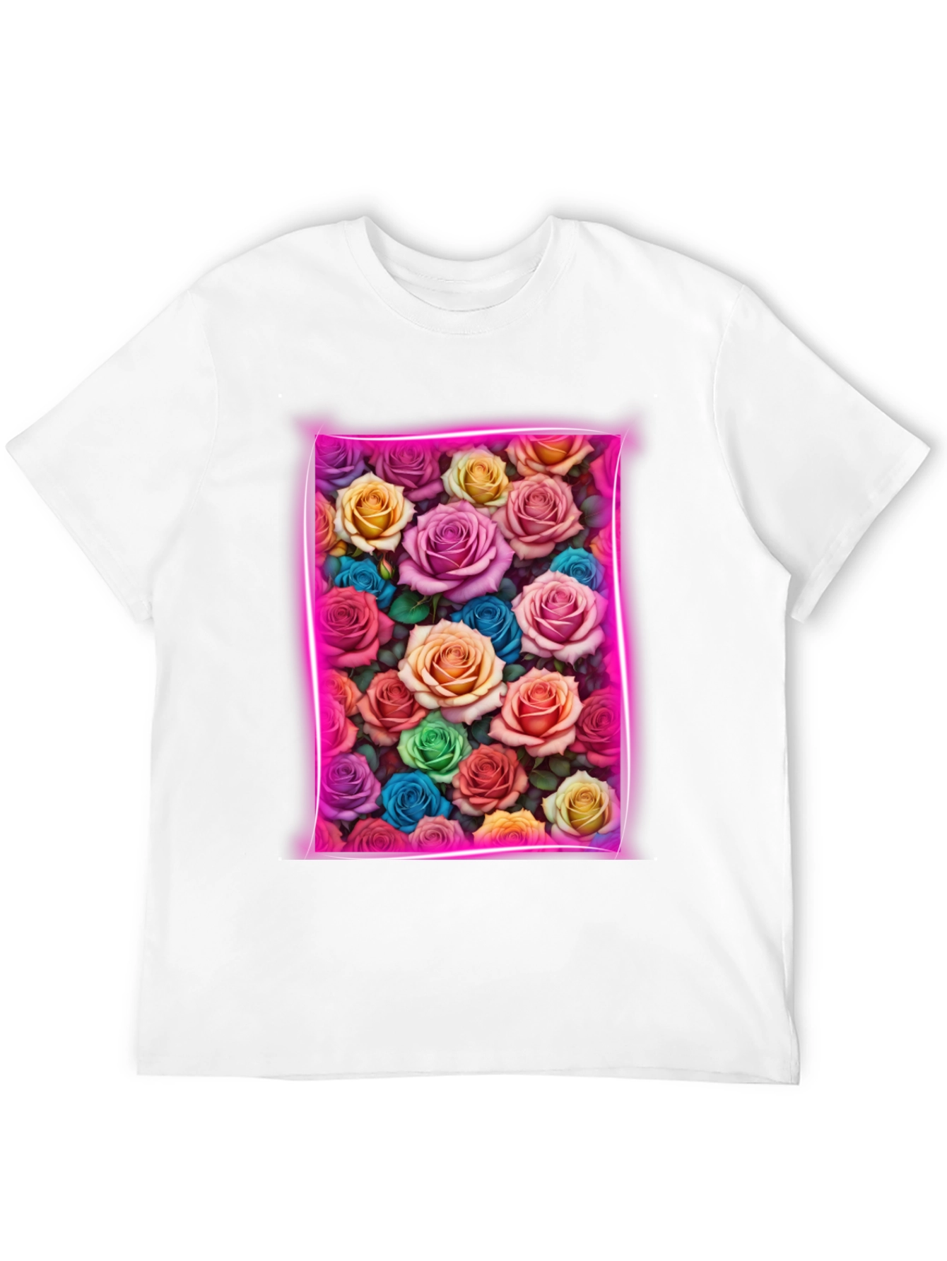 Floral Neon Rose T-Shirt - Trendy Graphic Tee