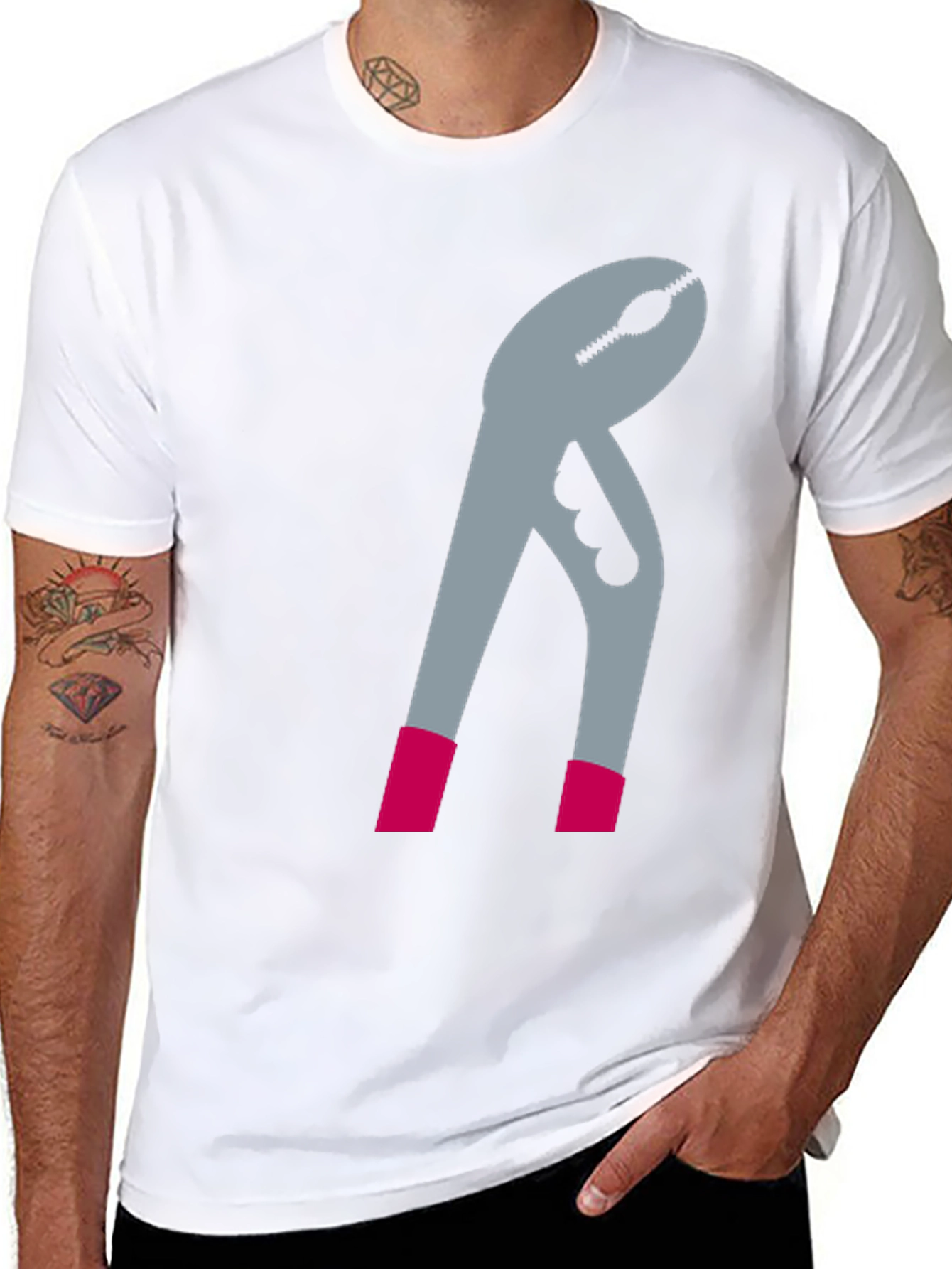 Novelty Pliers Graphic T-Shirt - Black Casual Tee