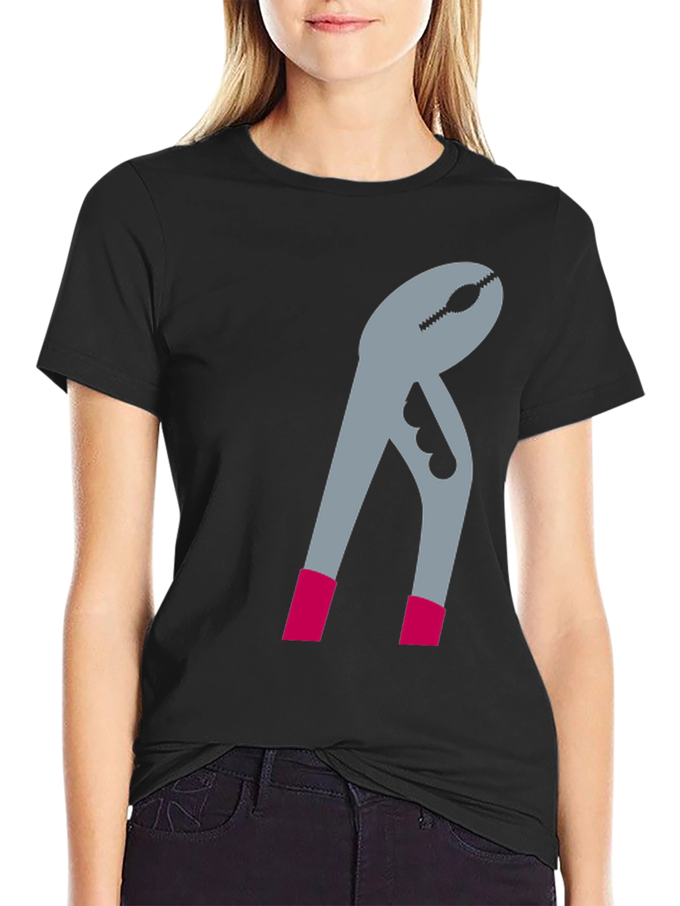 Novelty Pliers Graphic T-Shirt - Black Casual Tee