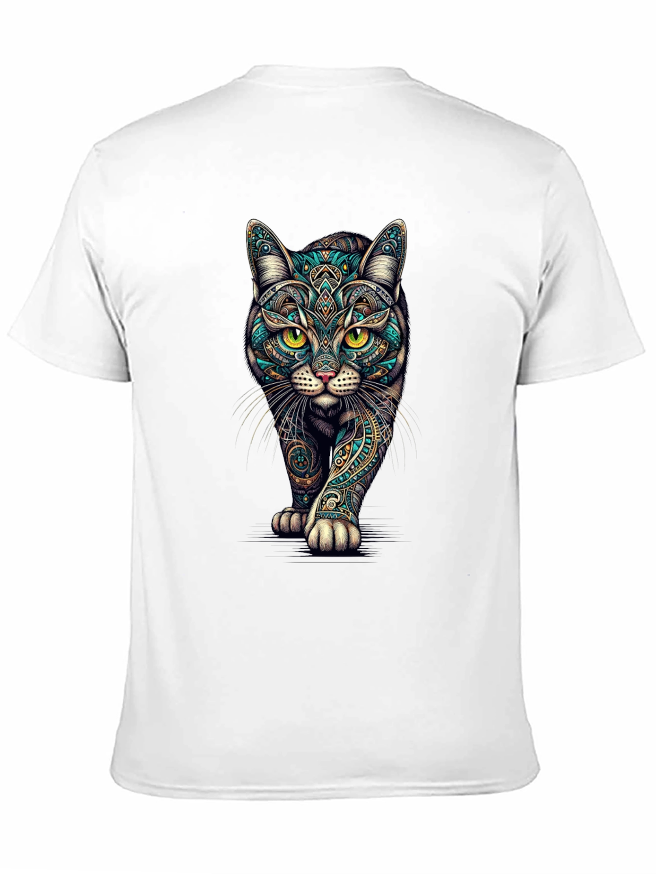 Mens Black Cat Graphic Tee - Stylish Printed T-Shirt