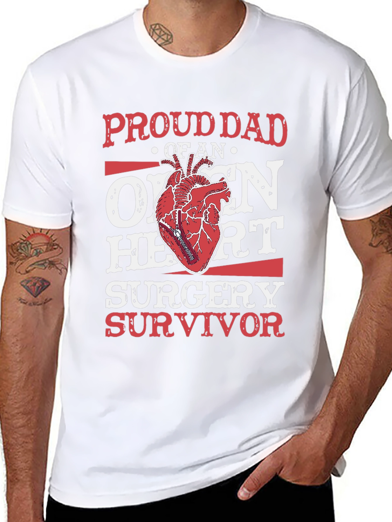 Proud Dad Open Heart Surgery Survivor Graphic T-Shirt