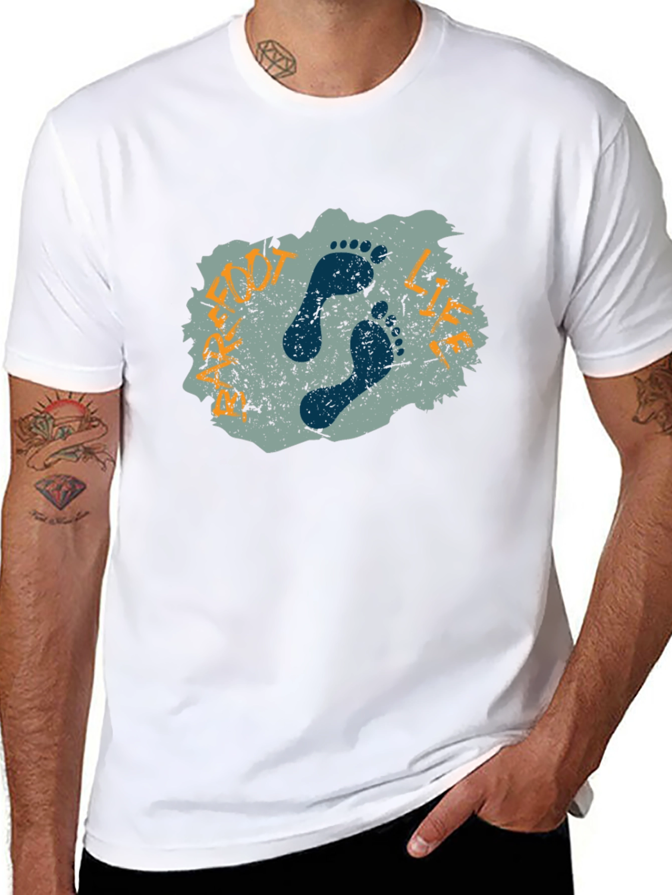 Footprint Graphic Print Black T-Shirt