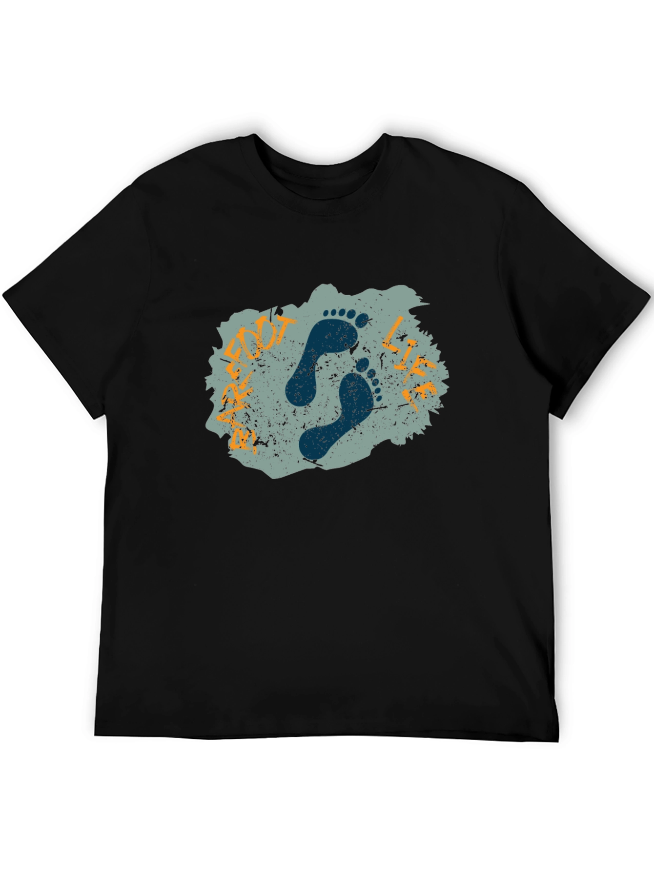 Footprint Graphic Print Black T-Shirt