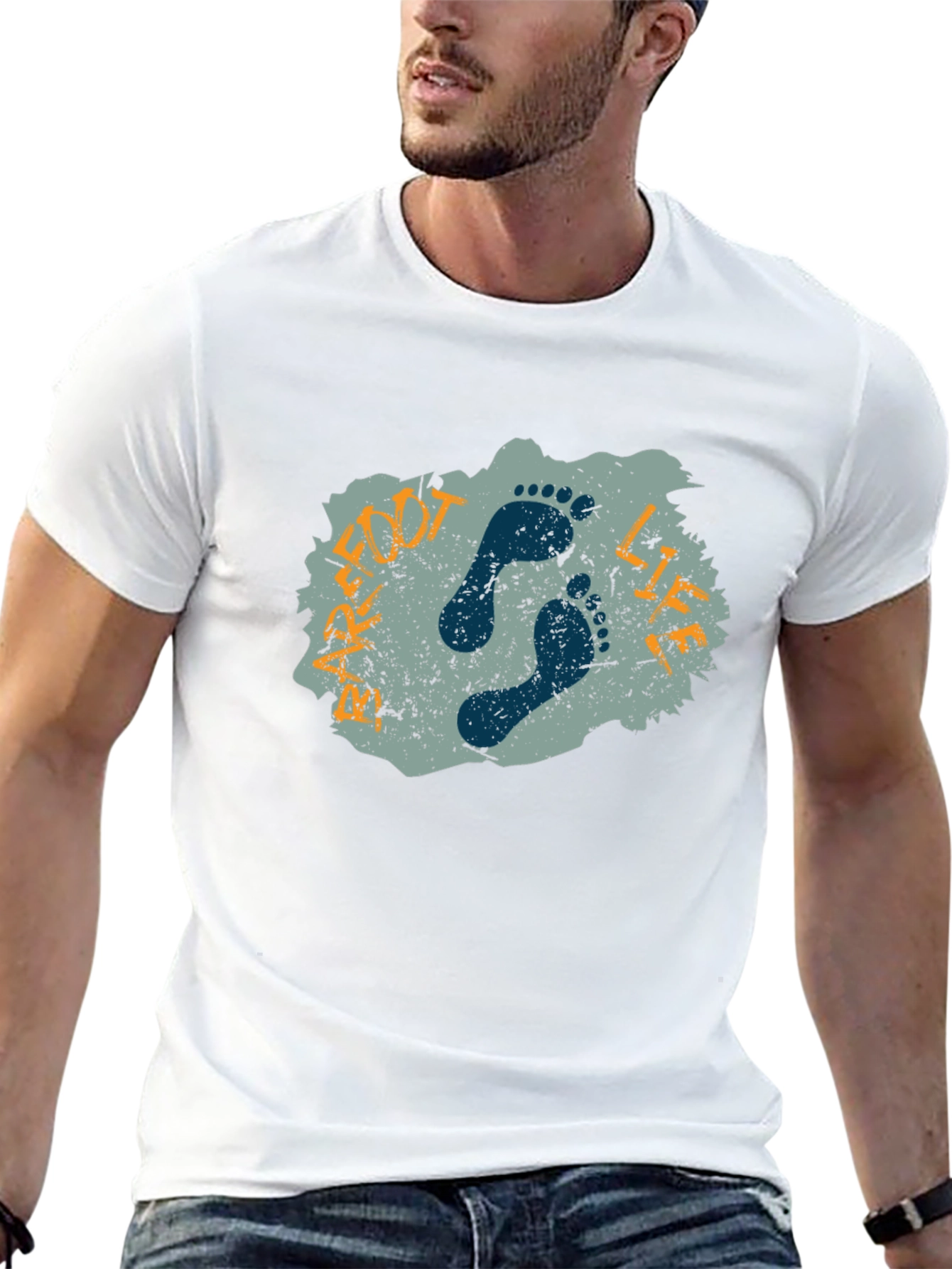 Footprint Graphic Print Black T-Shirt