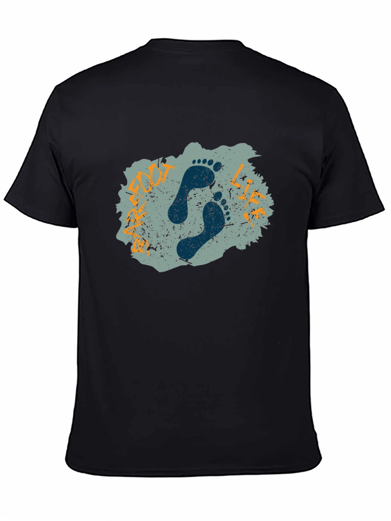 Footprint Graphic Print Black T-Shirt