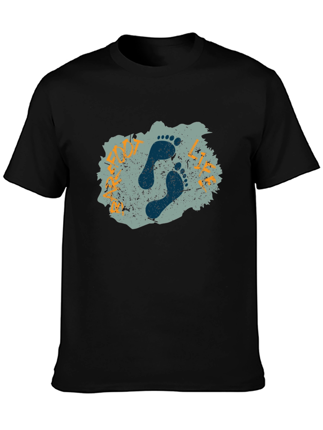 Footprint Graphic Print Black T-Shirt