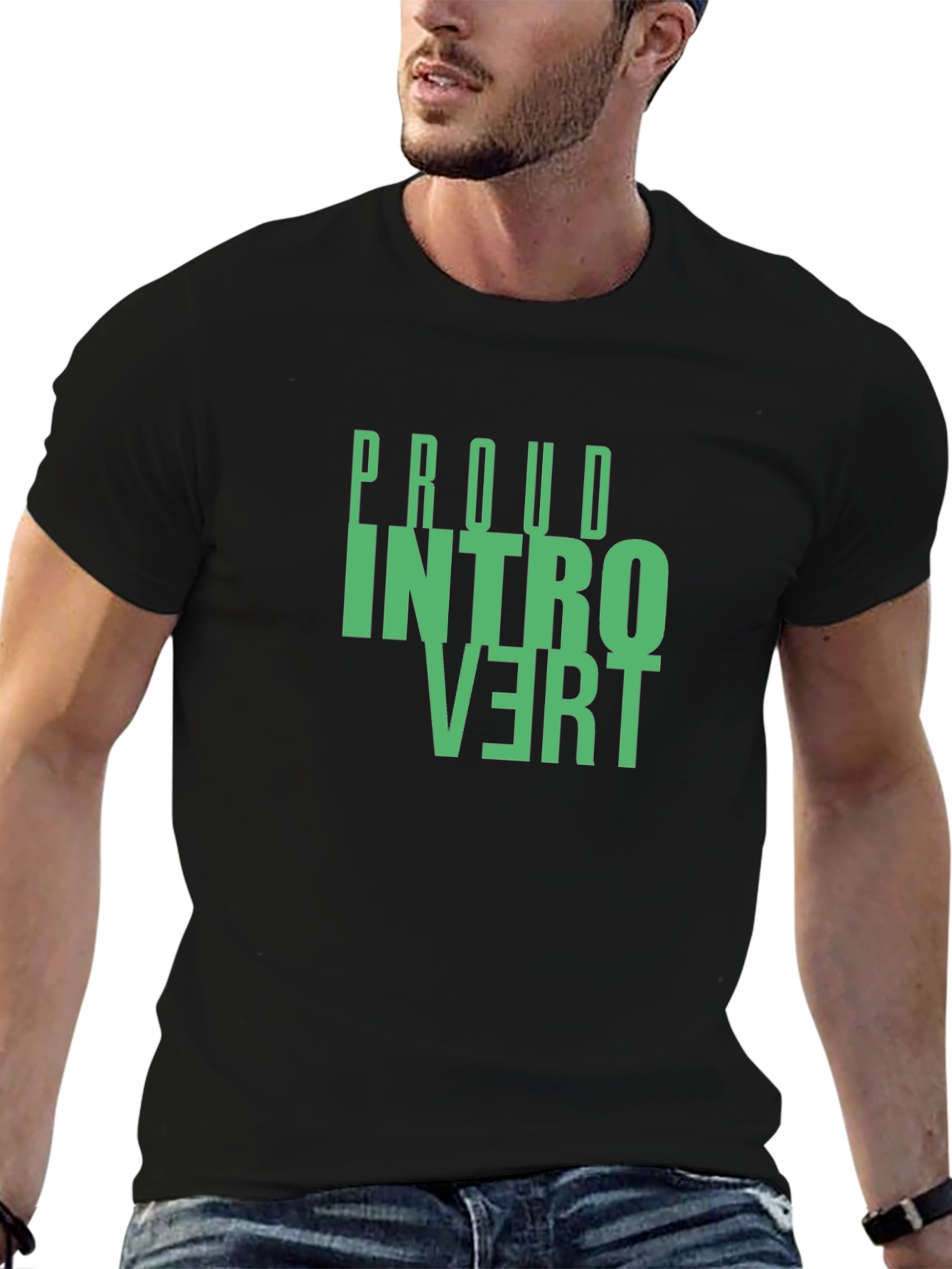 Proud Introvert T-Shirt - Black Cotton Graphic Tee