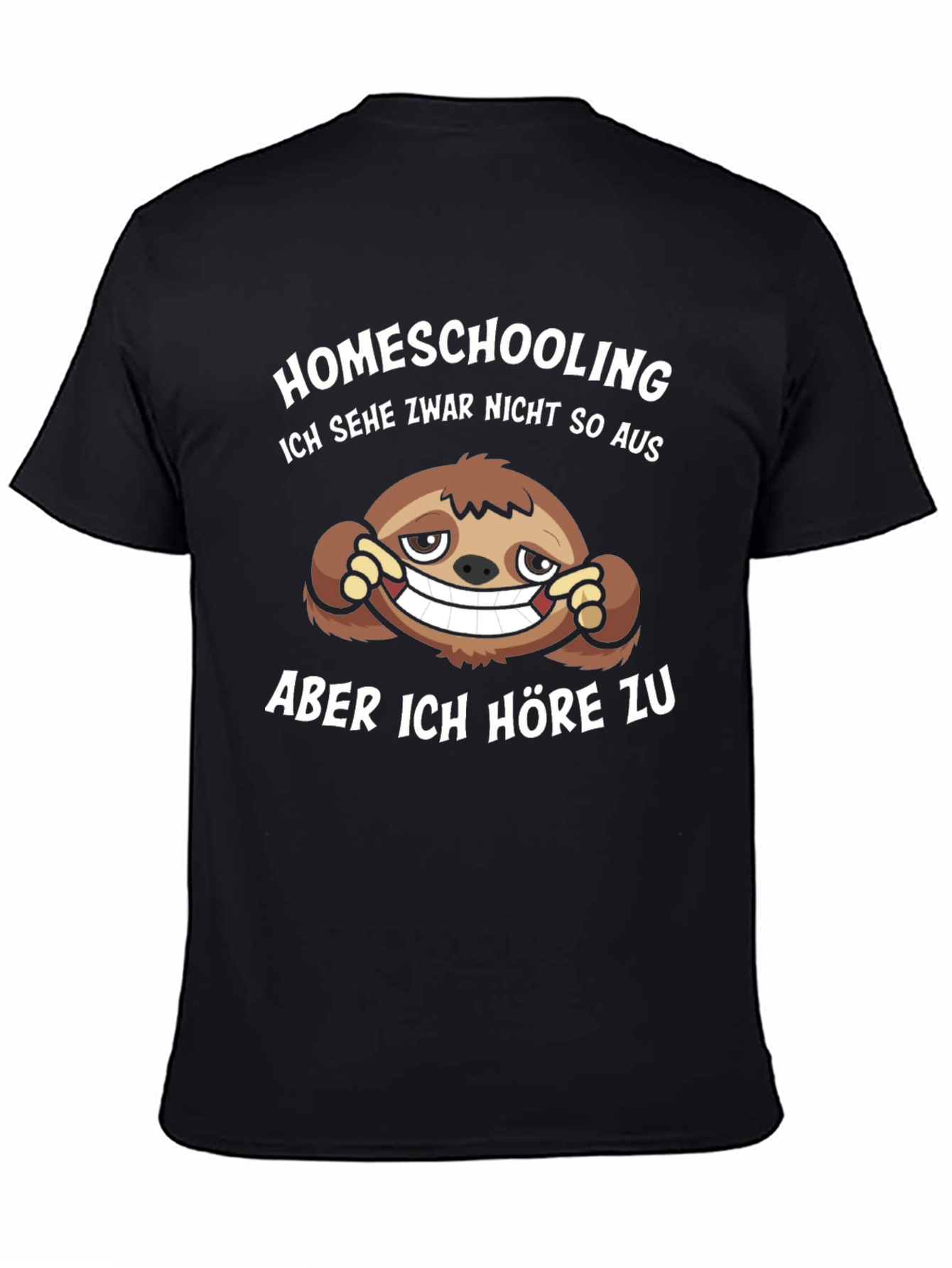Homeschooling Sloth Graphic Tee - Black