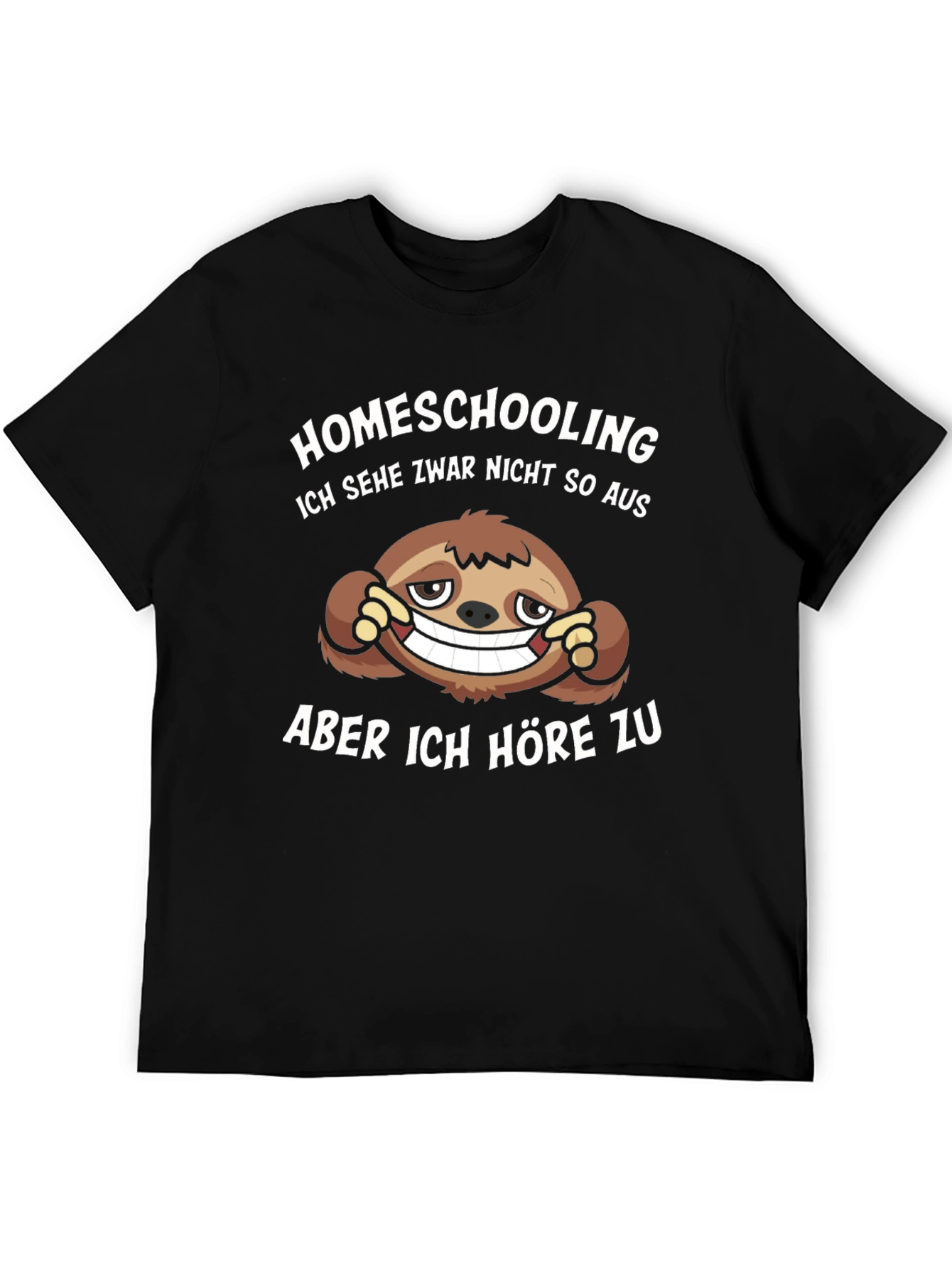 Homeschooling Sloth Graphic Tee - Black