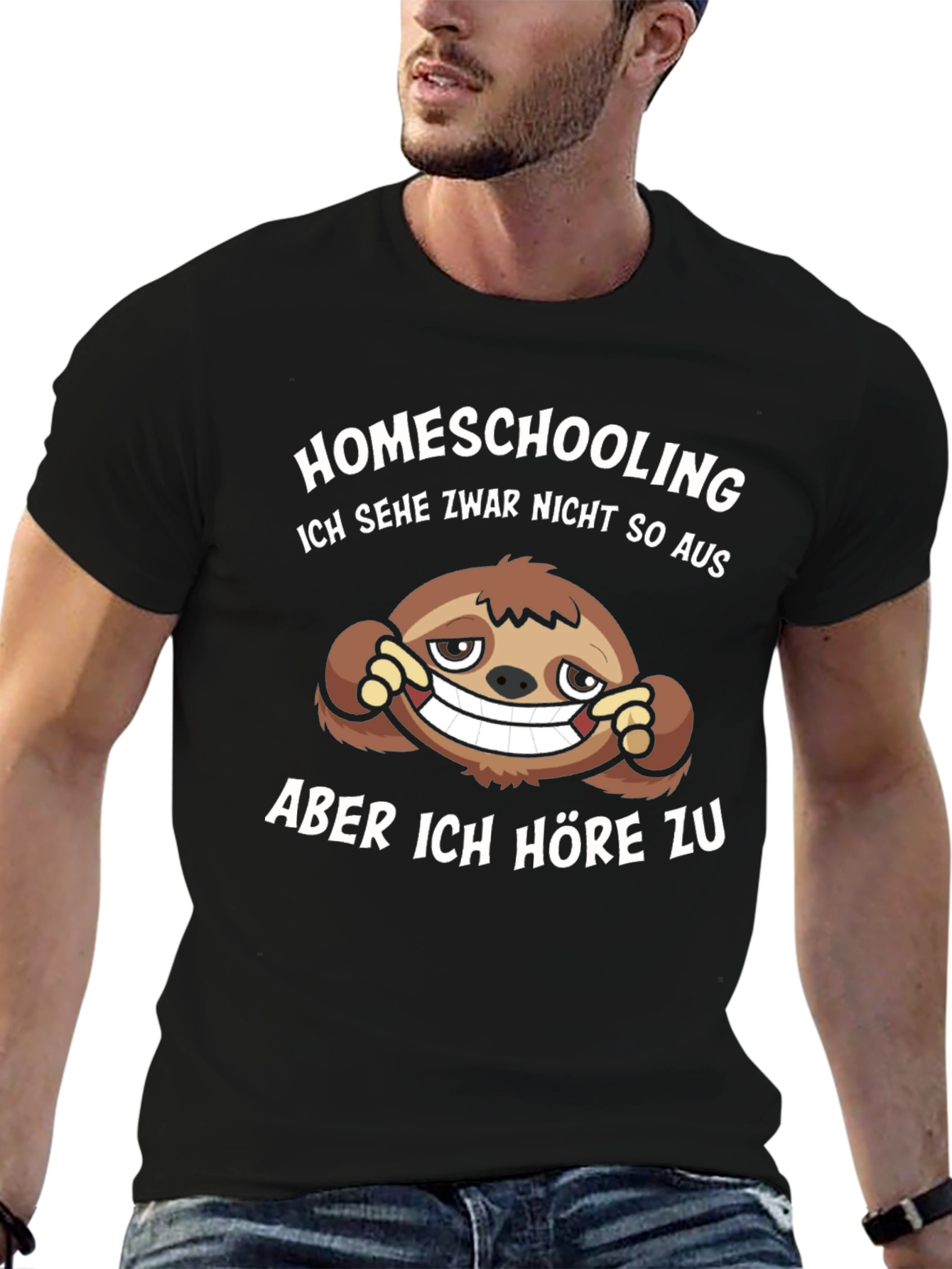 Homeschooling Sloth Graphic Tee - Black