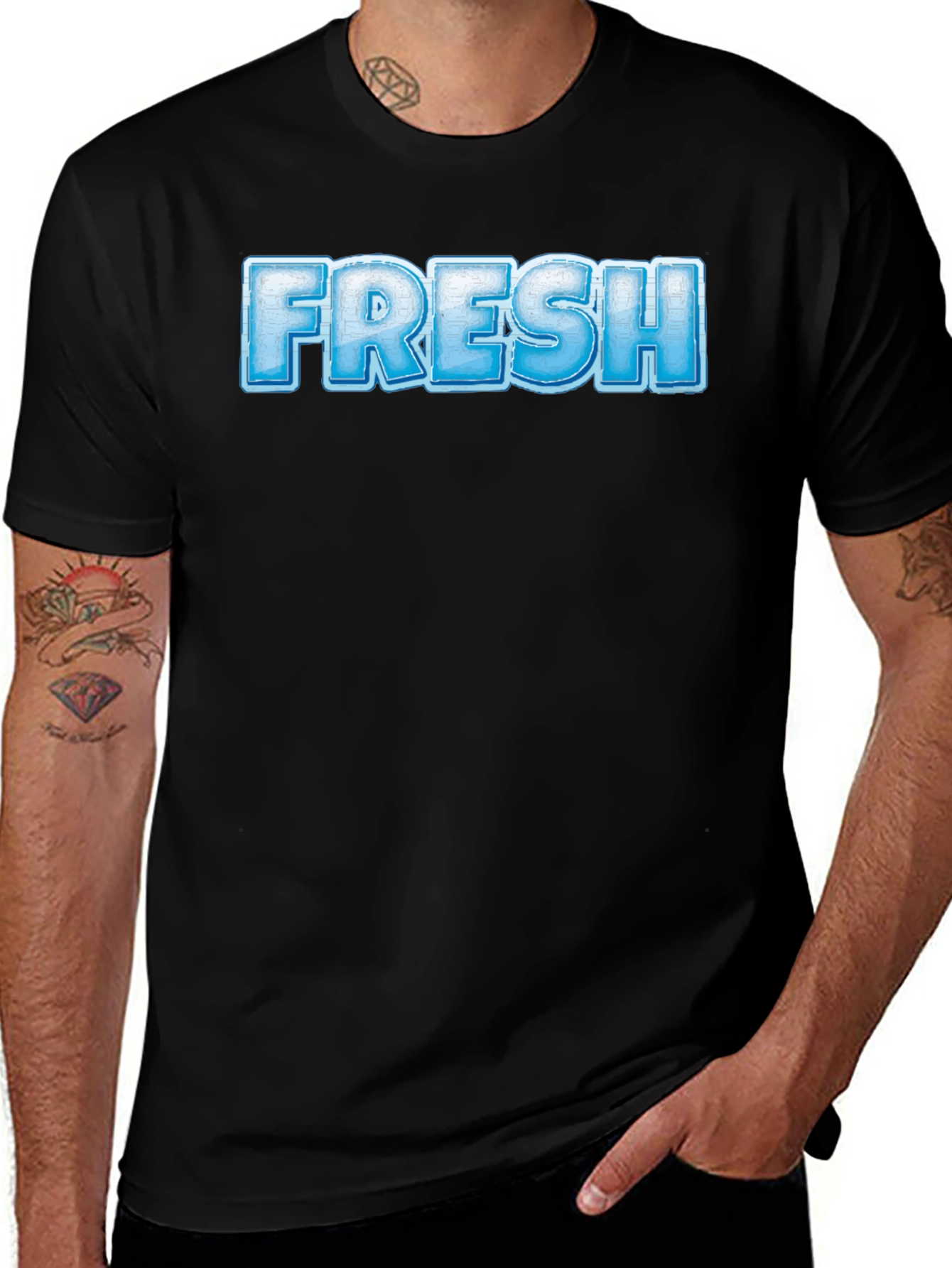 Cool FRESH Graphic Print Black T-Shirt