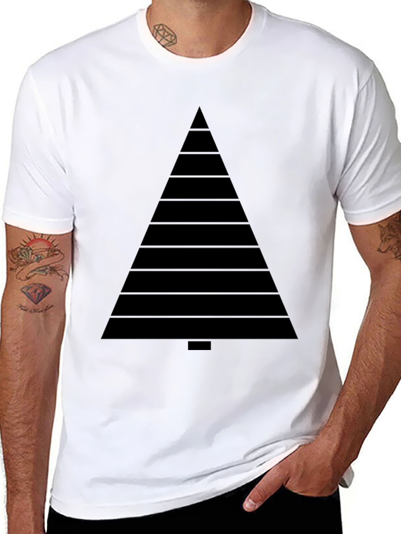 Modern Geometric Tree Black Tee